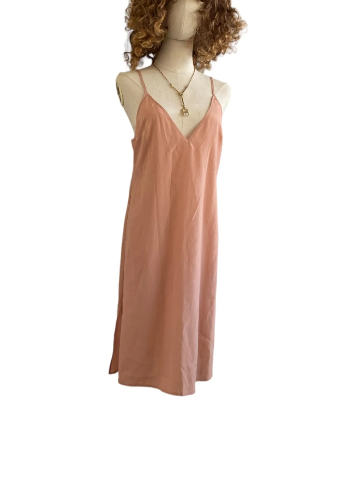 HANSEN & GRETEL Lace Midi Dress | Sz 1, Nude Slip, V-Neck, Party/Cocktail Dress