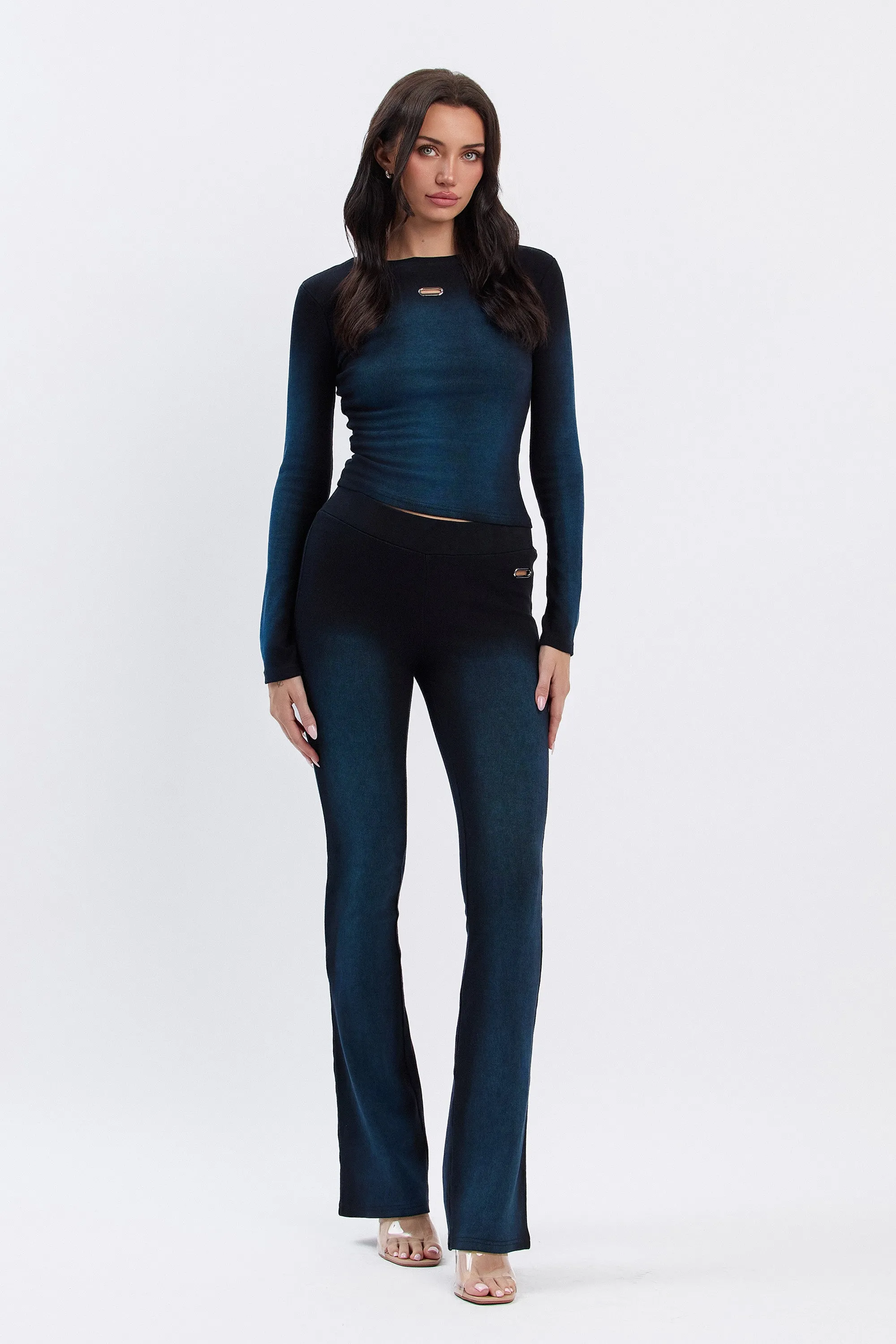 JENNI GRADIENT FLARED PANTS - BLUE