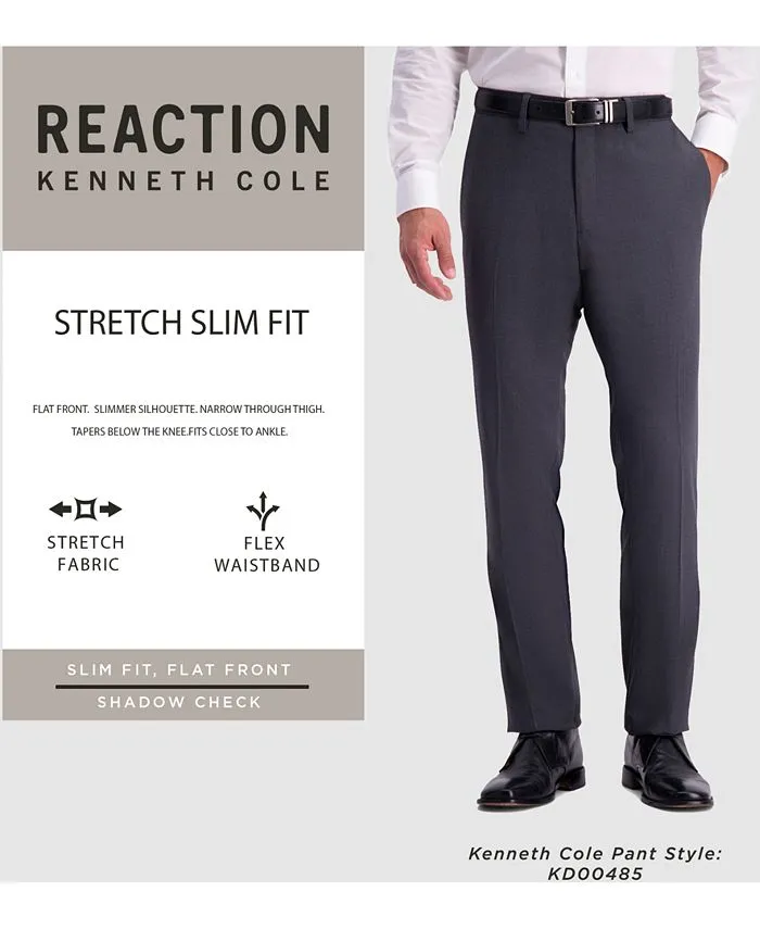Kenneth Cole Reaction Mens Slim fit Dress Pants 33 / 30 Brown Solid Stretch