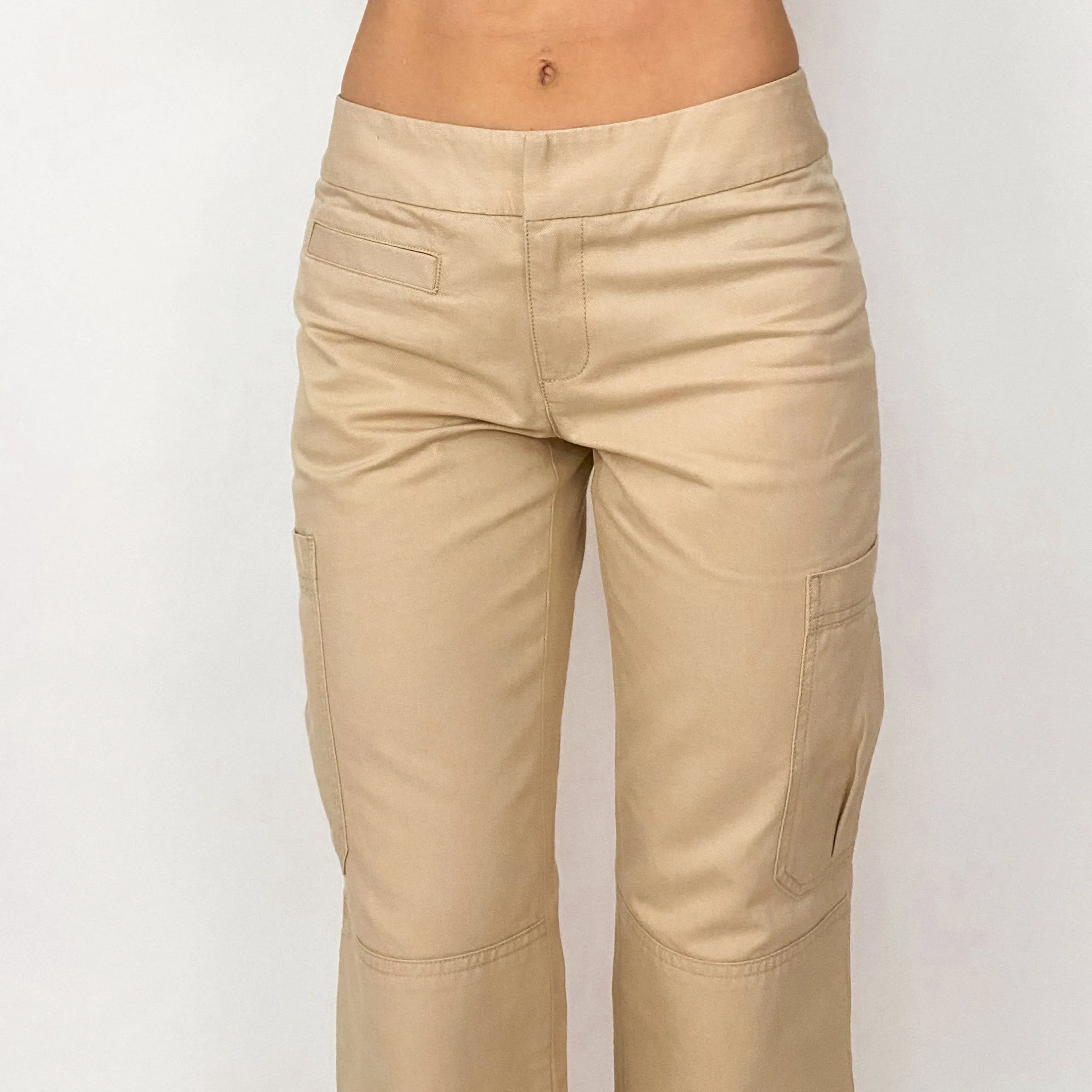 Khaki Cargo Low Rise Trouser Pants