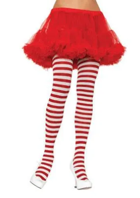 Leg Avenue Red and White Striped Tights