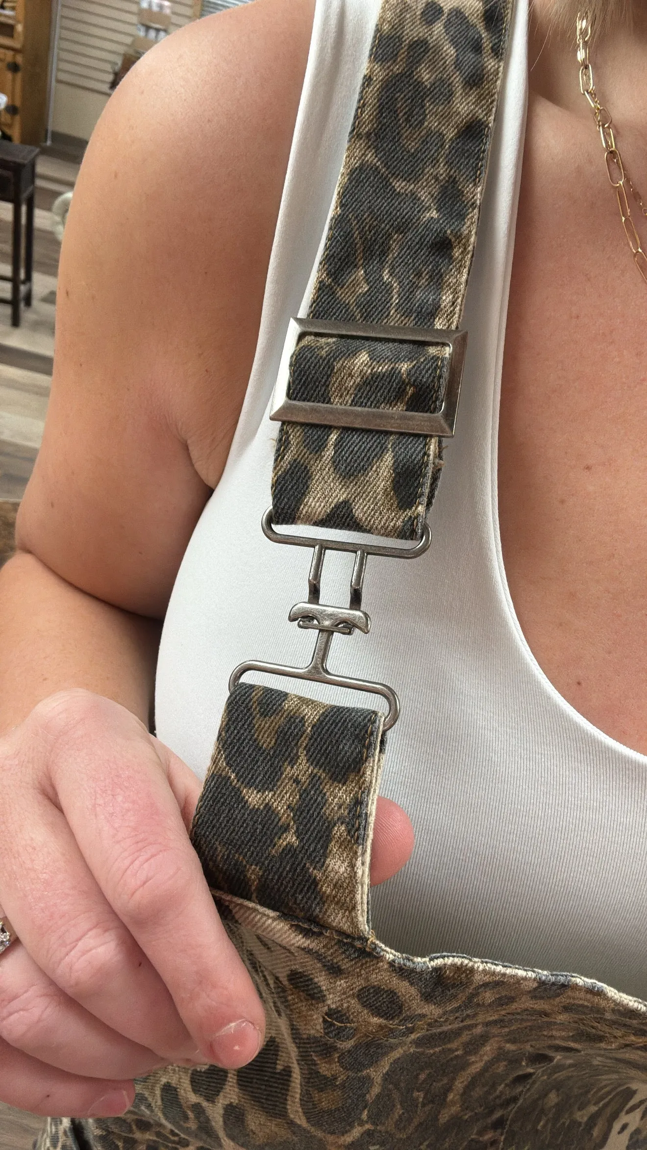Leopard mini overall dress