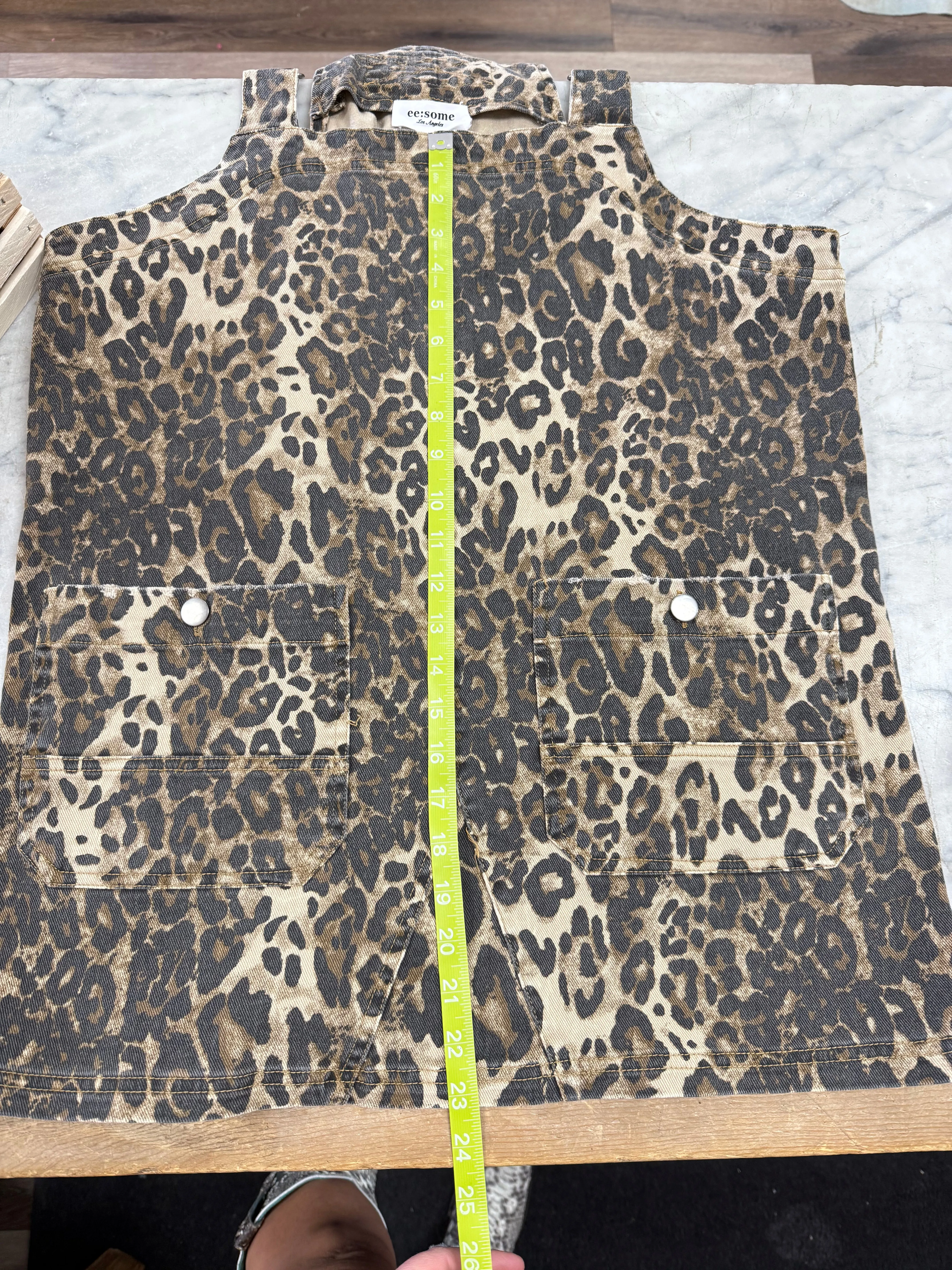 Leopard mini overall dress