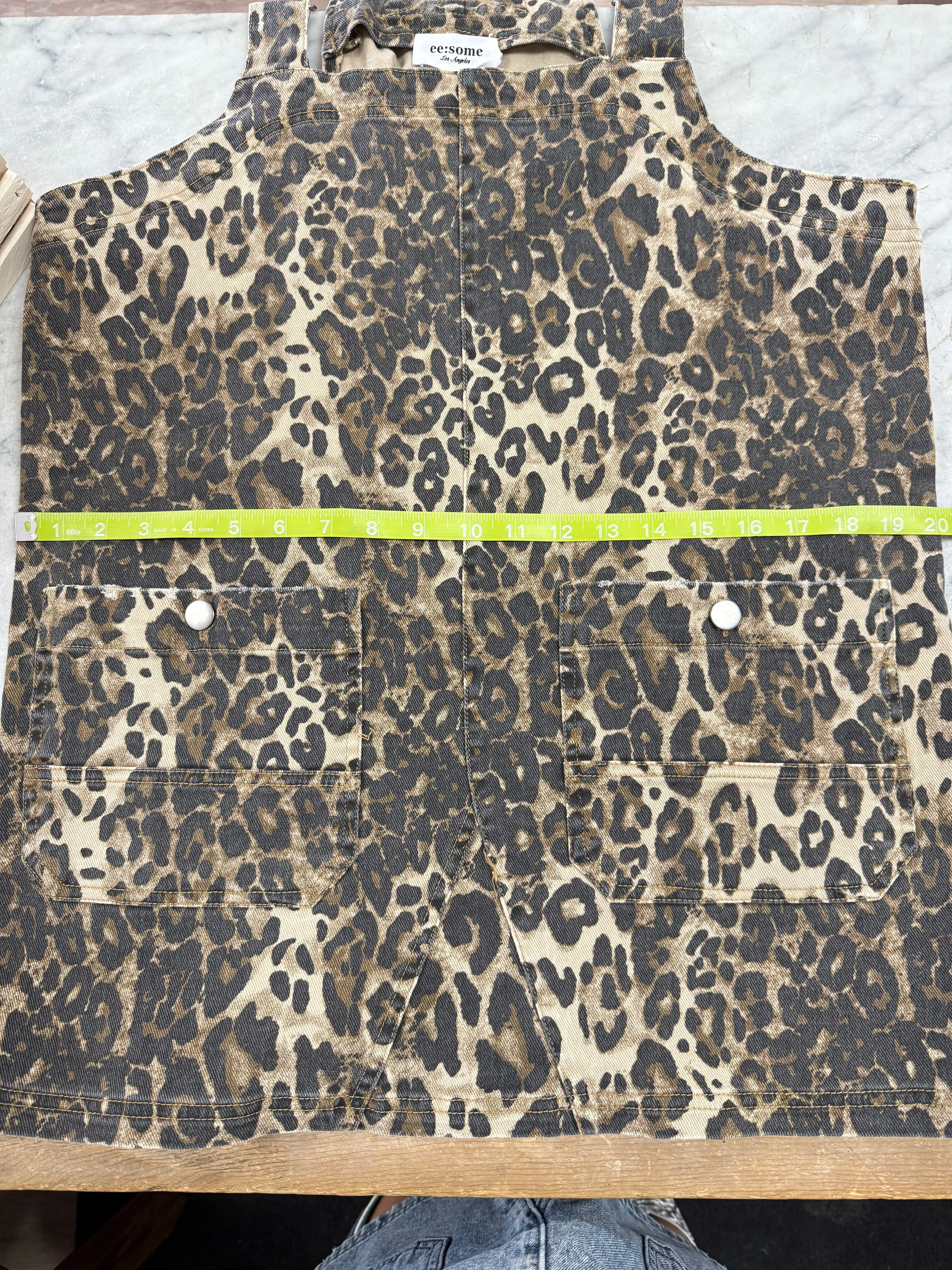 Leopard mini overall dress