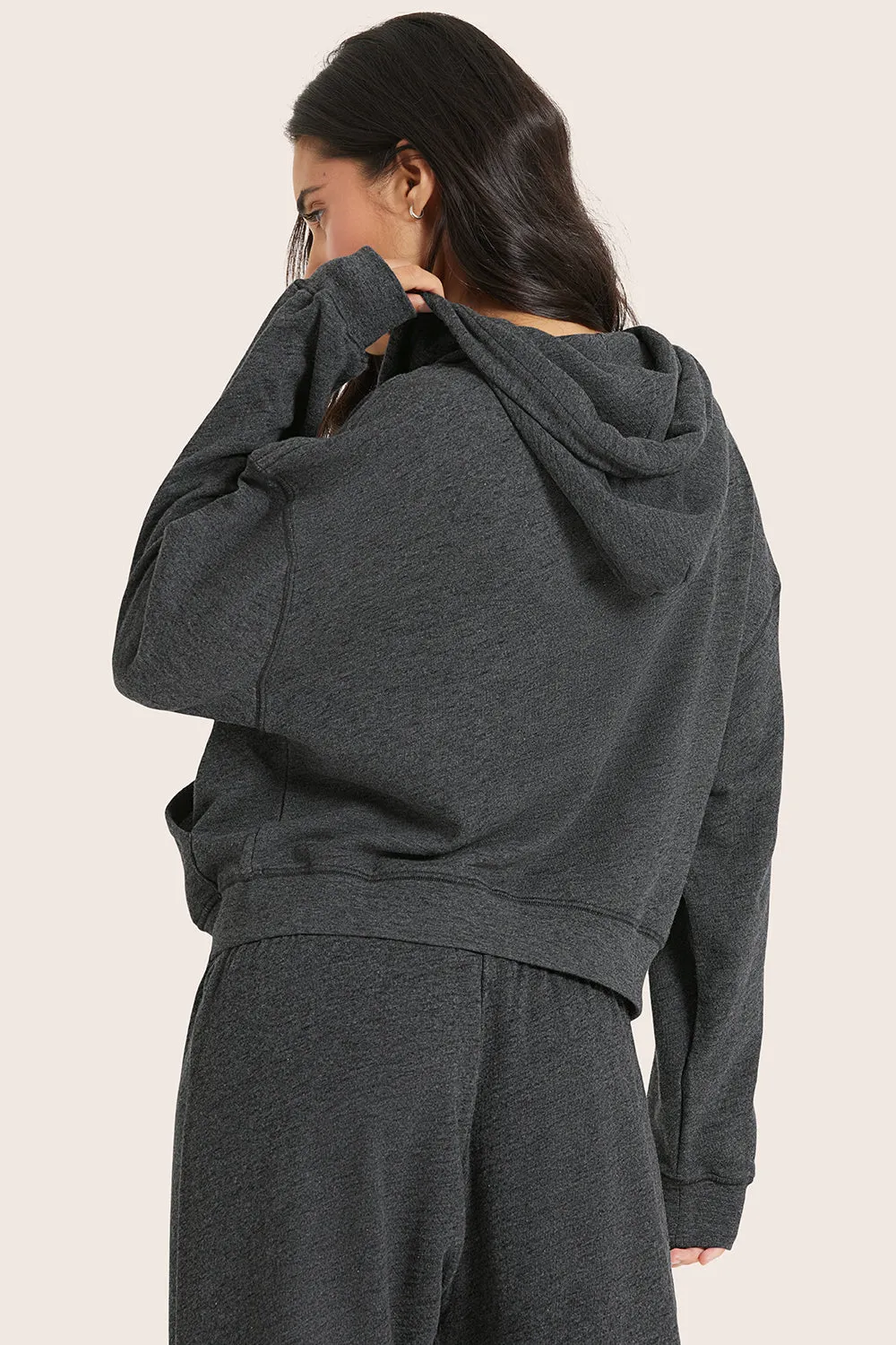 LIGHTWEIGHT SWEATS CLASSIC ZIP HOODIE - PEPPER HEATHER GREY