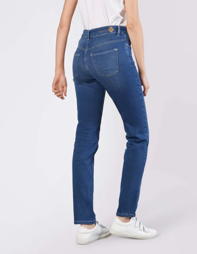 MAC Dream Straight Fit Mid Blue Authentic Wash Jeans