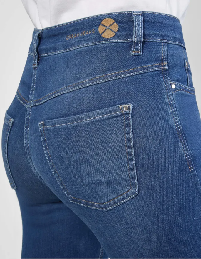 MAC Dream Straight Fit Mid Blue Authentic Wash Jeans