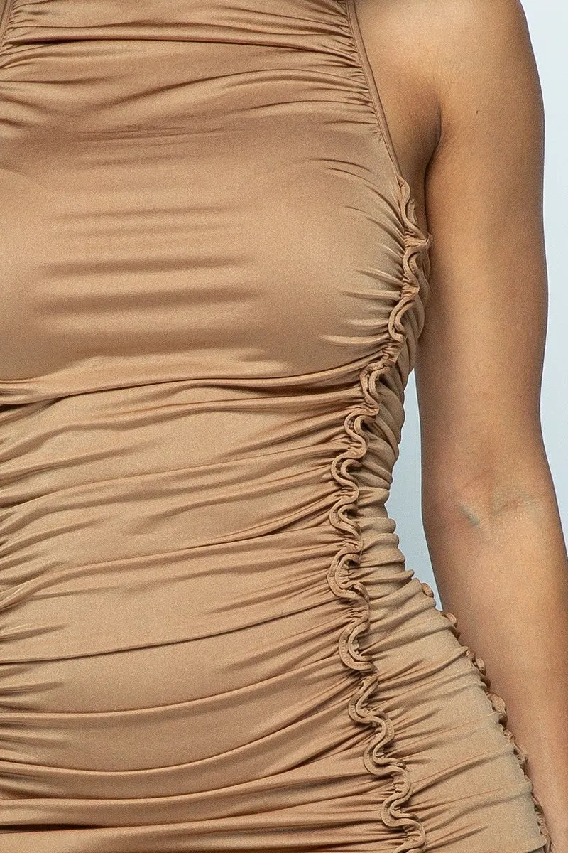 Mocha Sleeveless Midi Dress