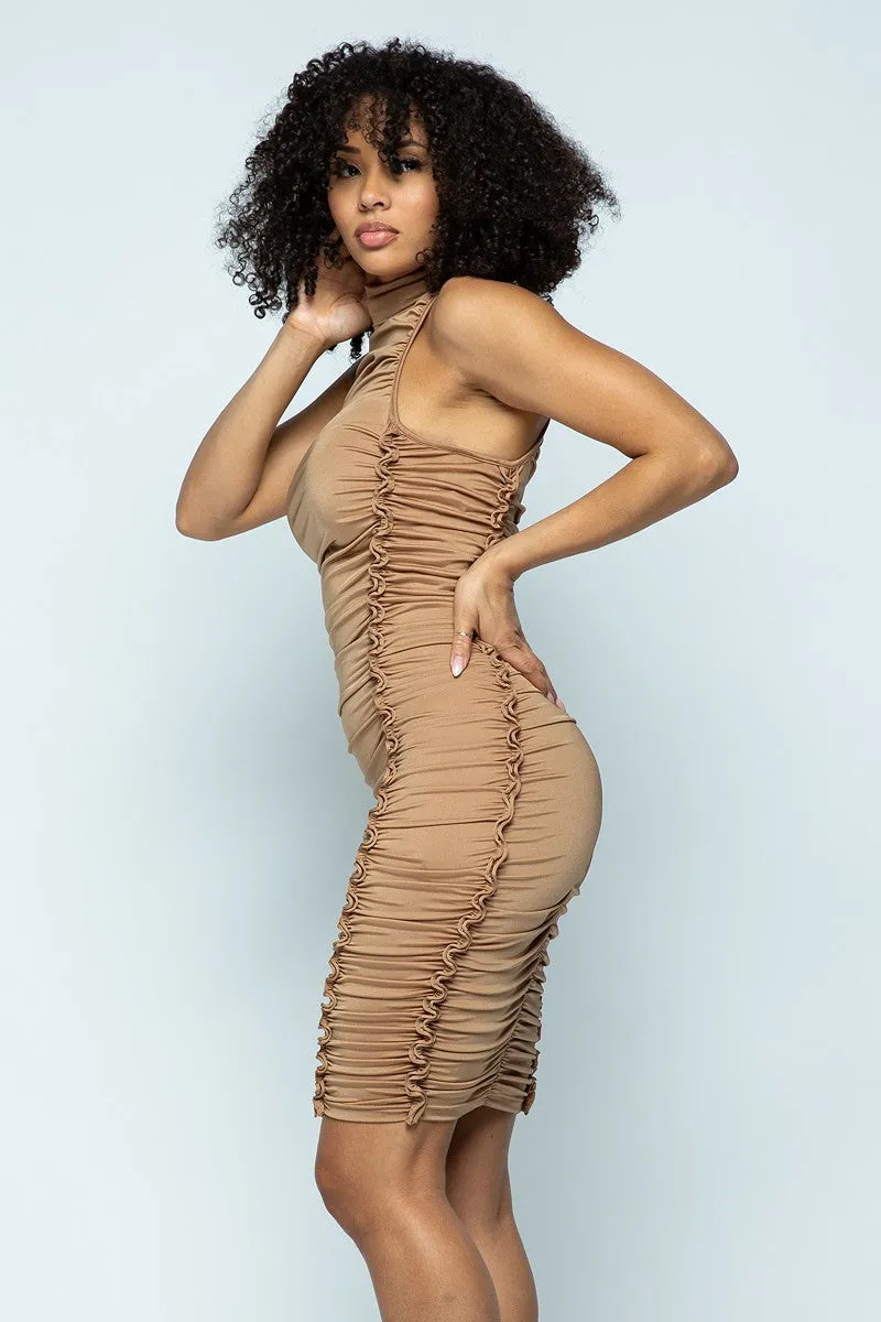 Mocha Sleeveless Midi Dress