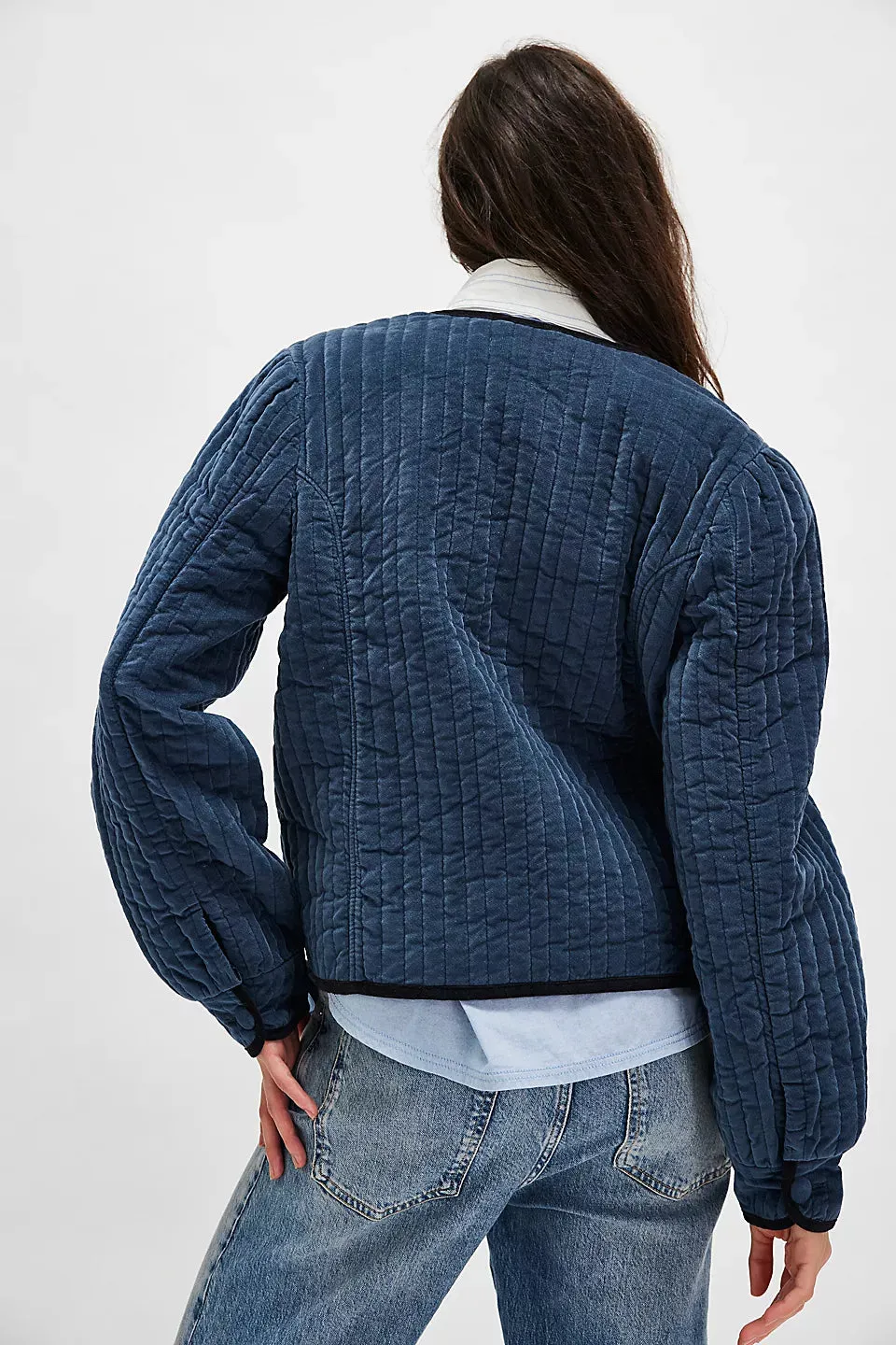 Natalia Velvet Jacket - Dark Denim