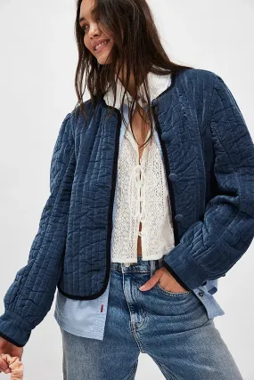 Natalia Velvet Jacket - Dark Denim