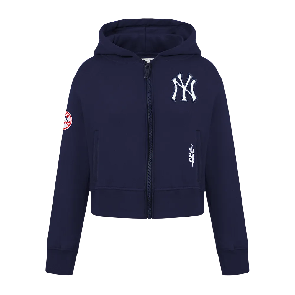 NEW YORK YANKEES CLASSIC LITTLE GIRLS FLC FZ HOODIE (MIDNIGHT NAVY)