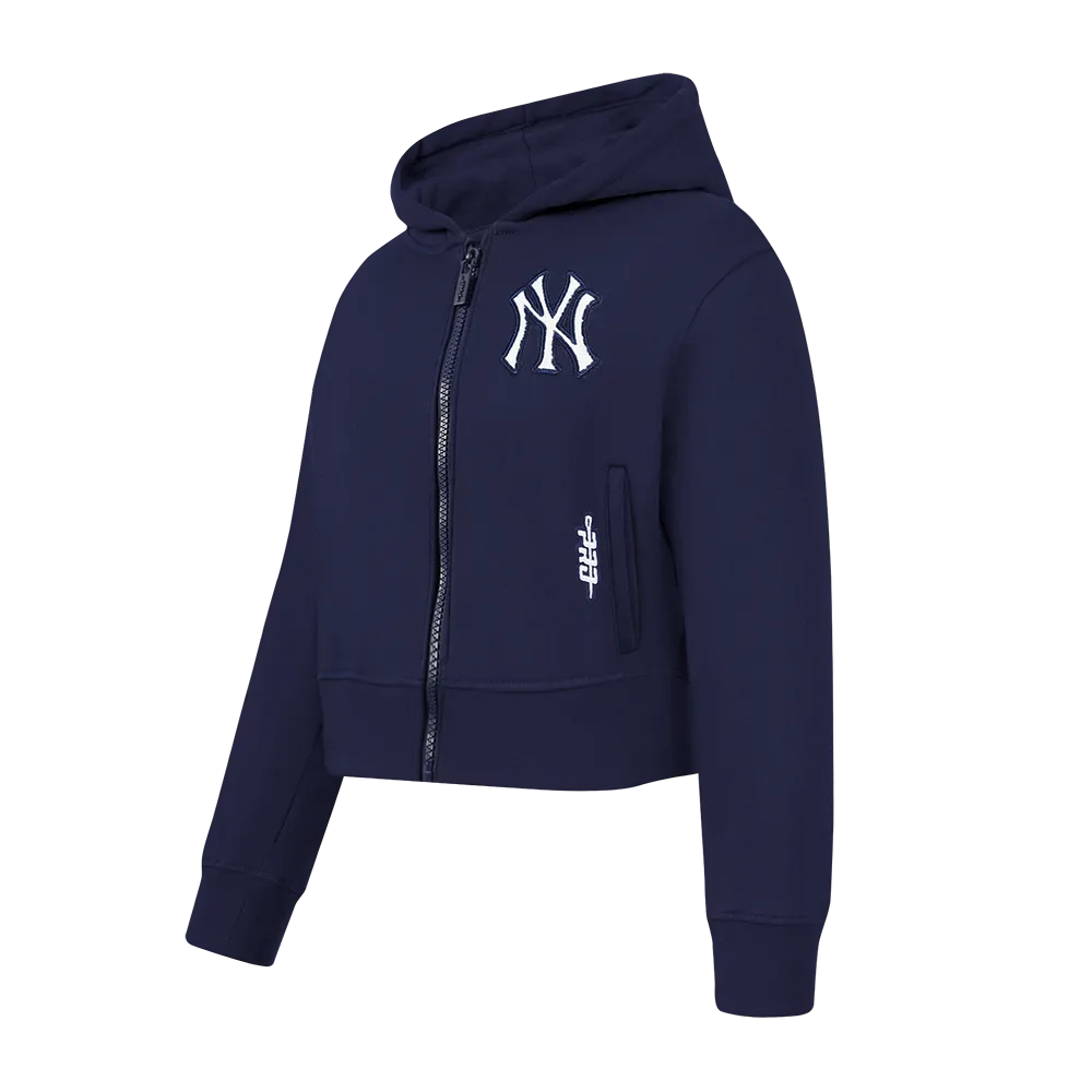 NEW YORK YANKEES CLASSIC LITTLE GIRLS FLC FZ HOODIE (MIDNIGHT NAVY)
