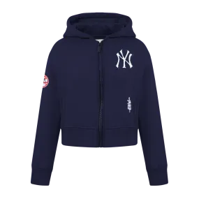 NEW YORK YANKEES CLASSIC LITTLE GIRLS FLC FZ HOODIE (MIDNIGHT NAVY)