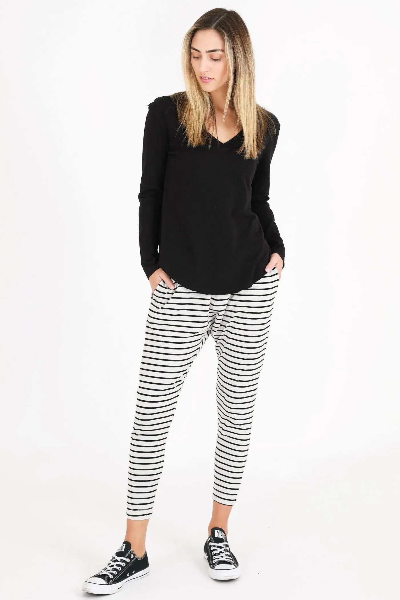 Nora Long Sleeve V Neck Tee