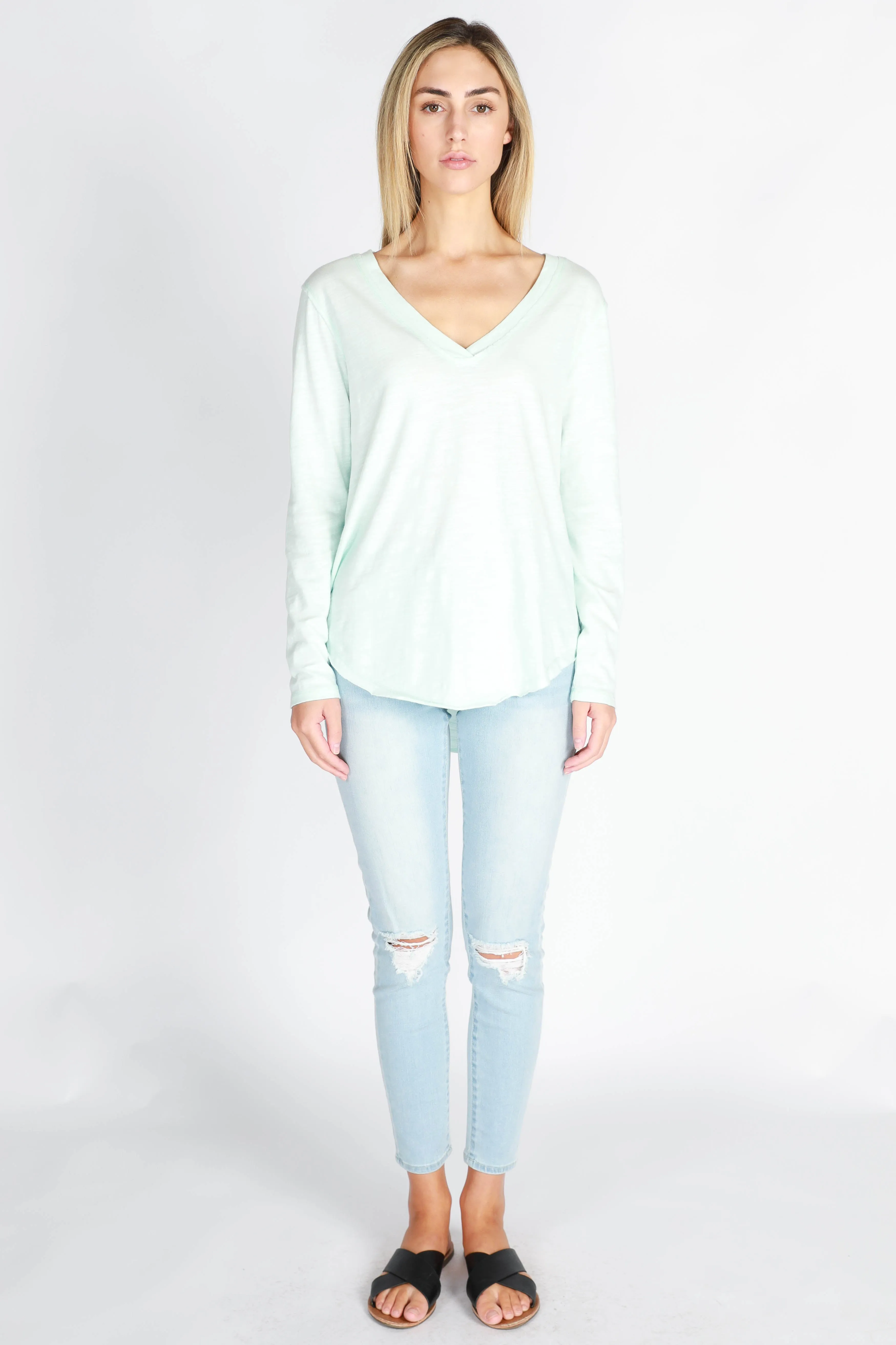 Nora Long Sleeve V Neck Tee