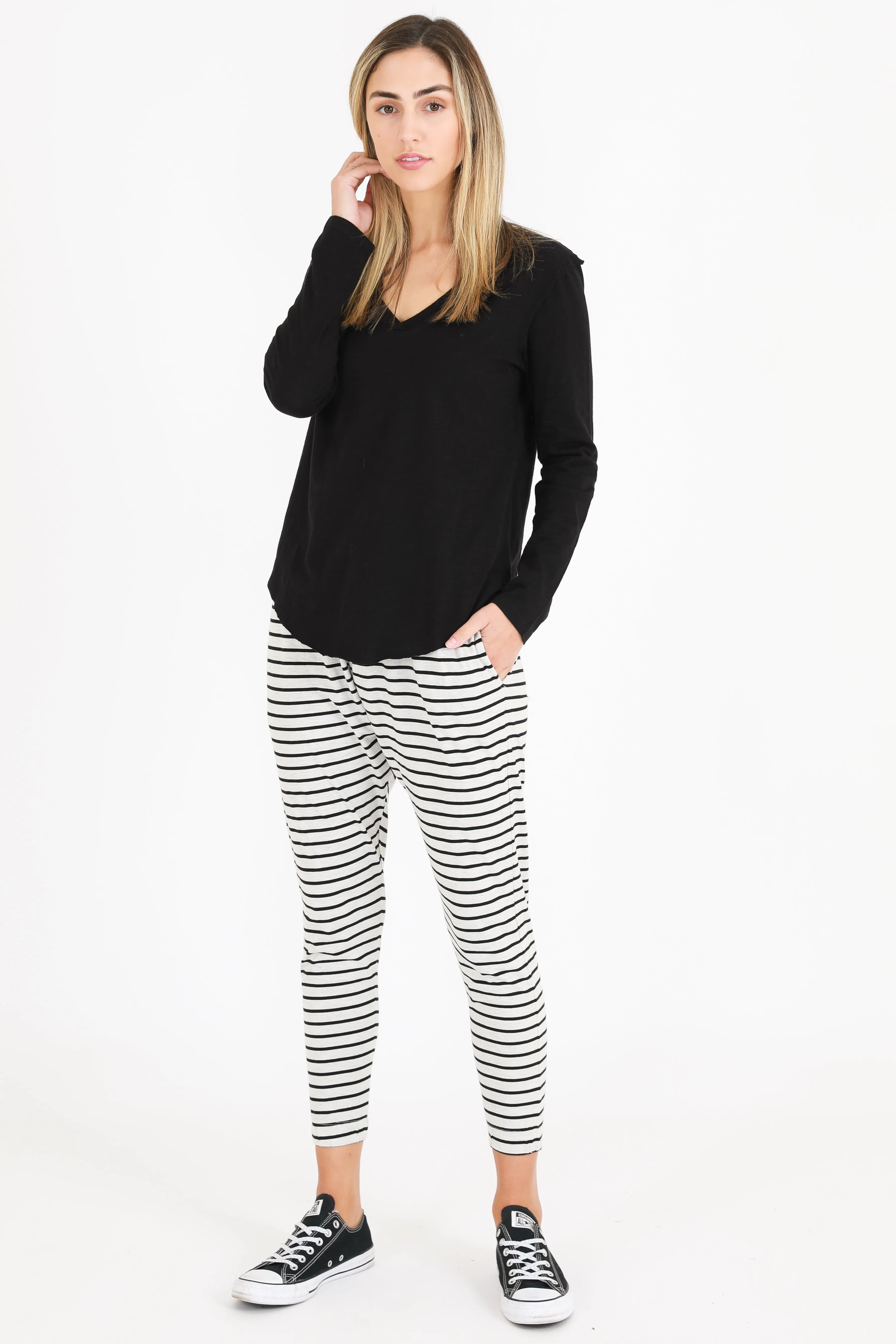 Nora Long Sleeve V Neck Tee