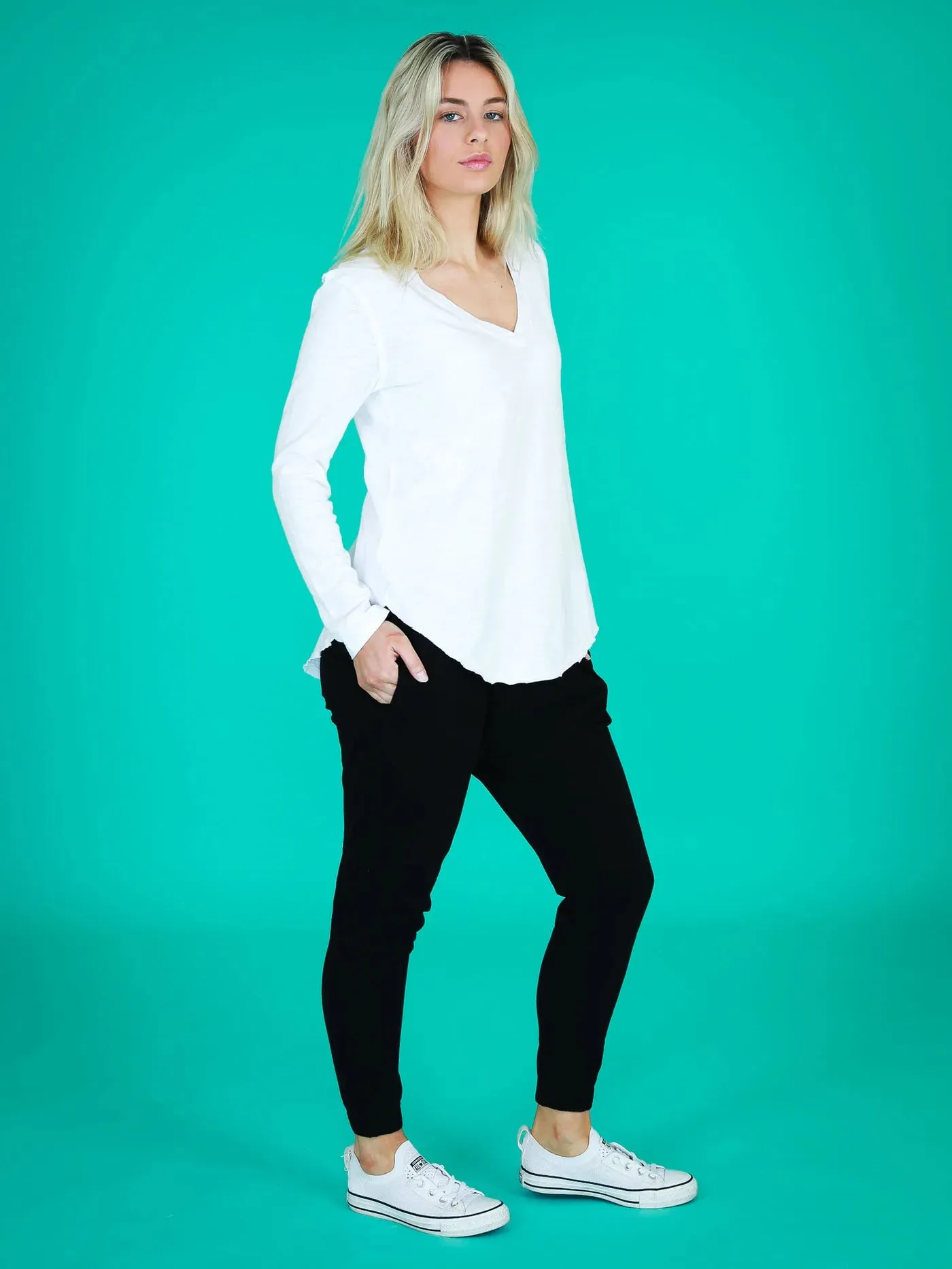 Nora Long Sleeve V Neck Tee