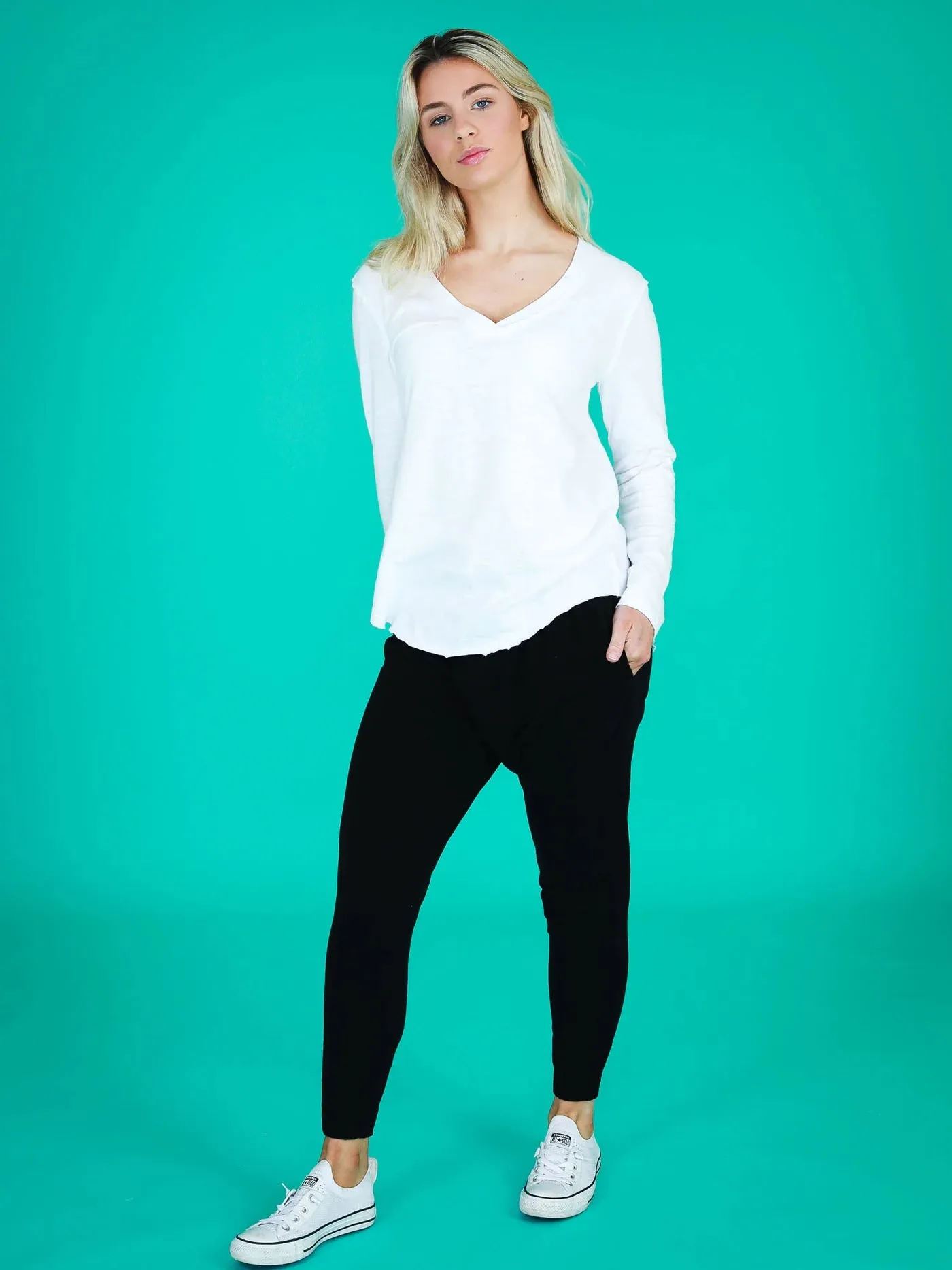 Nora Long Sleeve V Neck Tee