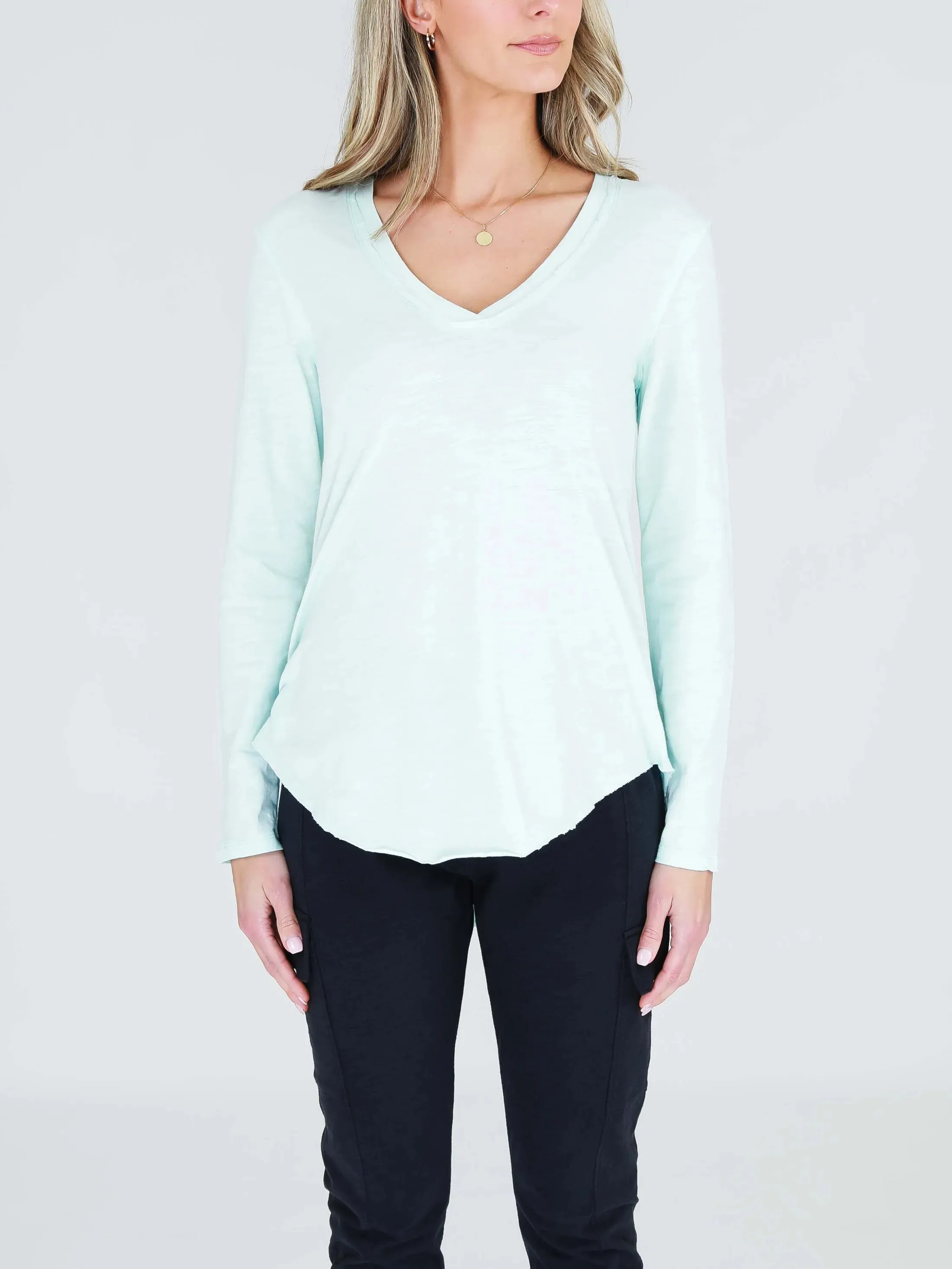 Nora Long Sleeve V Neck Tee