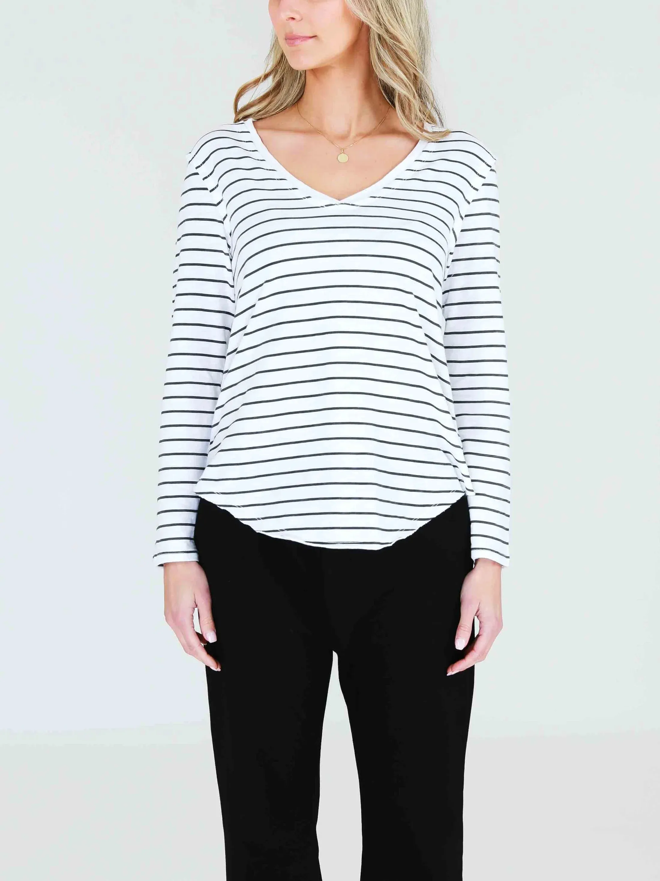 Nora Long Sleeve V Neck Tee