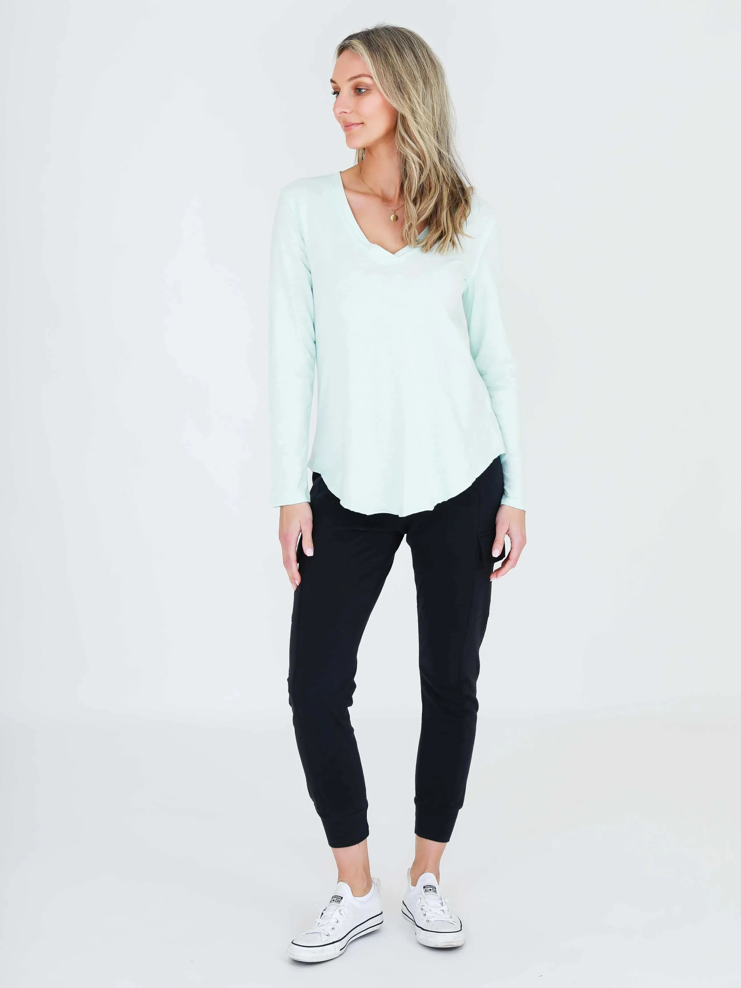Nora Long Sleeve V Neck Tee