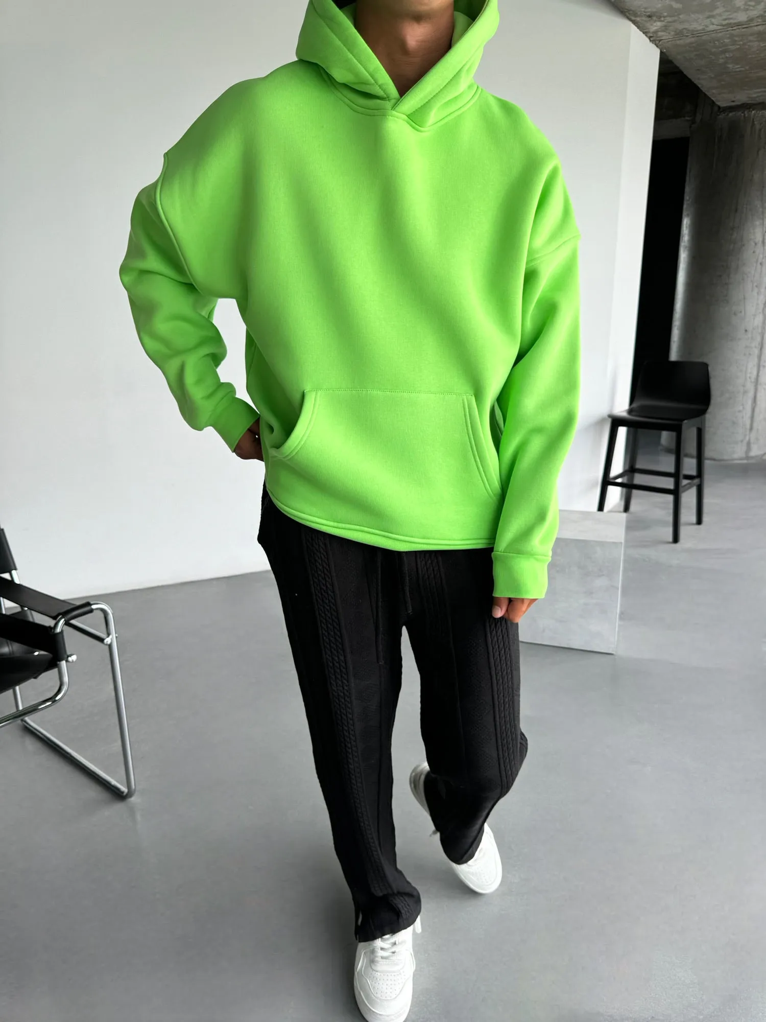 Oversize Basic Hoodie - Neon Slime