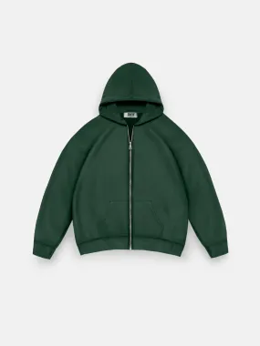Oversize Basic Zipper Hoodie - Faded Green