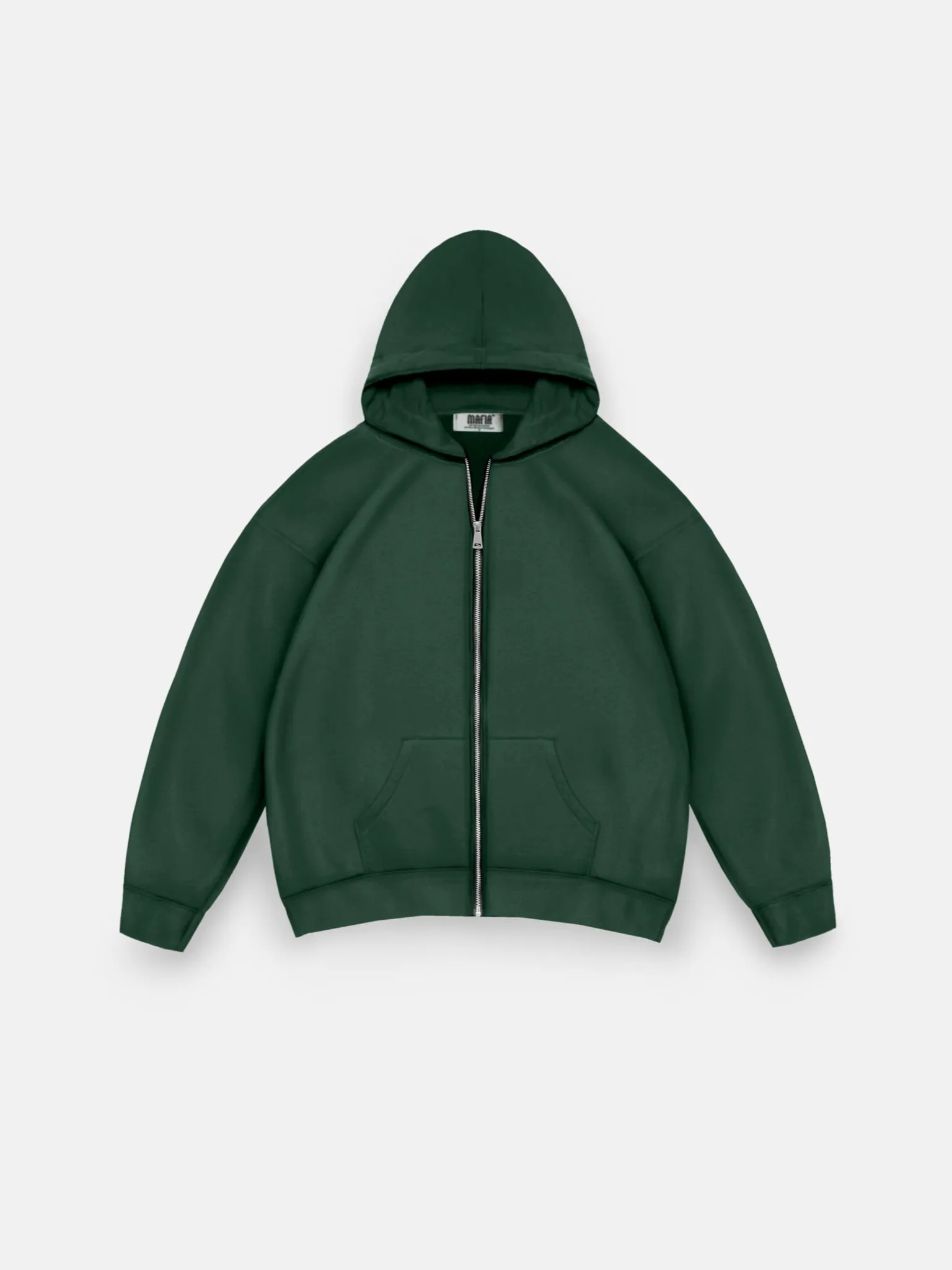 Oversize Basic Zipper Hoodie - Faded Green