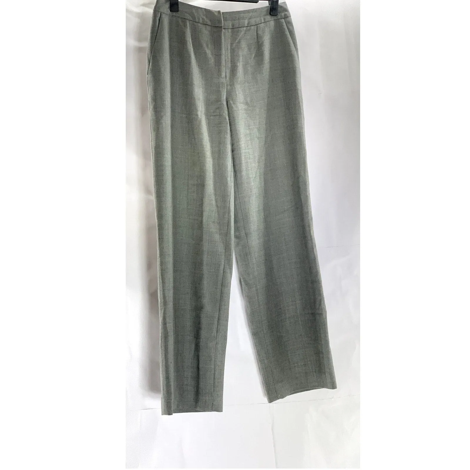 PETITE SOPHISTICATES Women's Gray Merino Wool Straight-Leg Dress Pant SZ 2