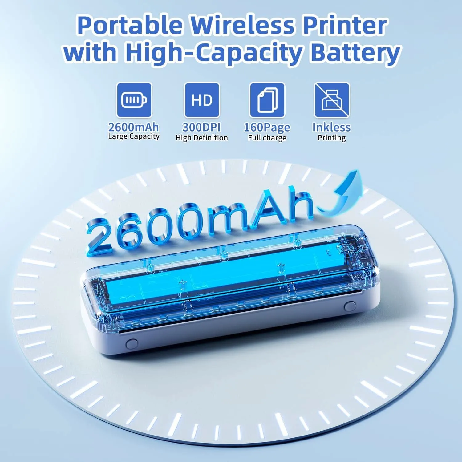 Phomemo M834 Thermal Printer A4-Portable Printer A4 Compatible with Android & IOS, Bluetooth Wireless Mobile Printer,Inkless Printer A4 Support Phone and Laptop for Office, Home, School, Outdoor