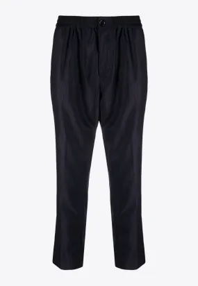 Pinstripe Wool Tapered Pants