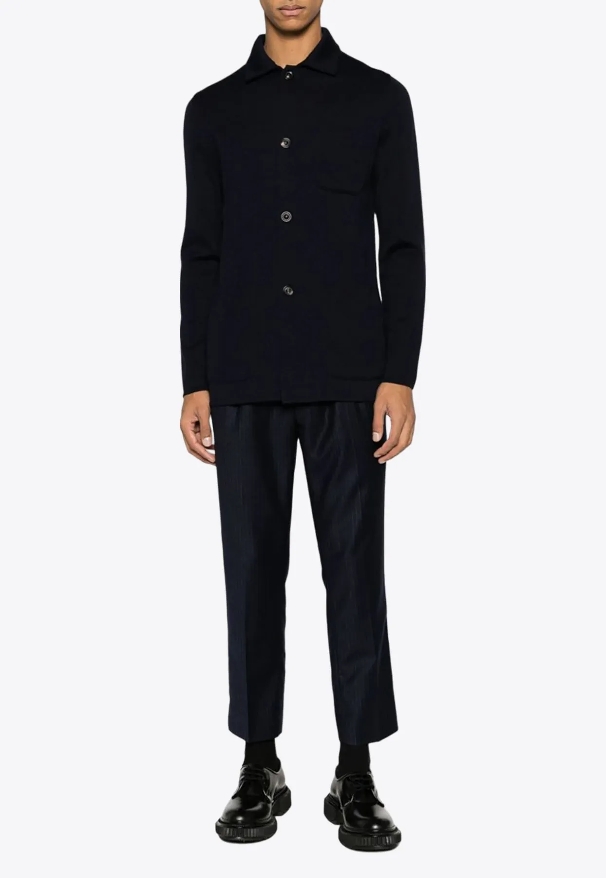 Pinstripe Wool Tapered Pants