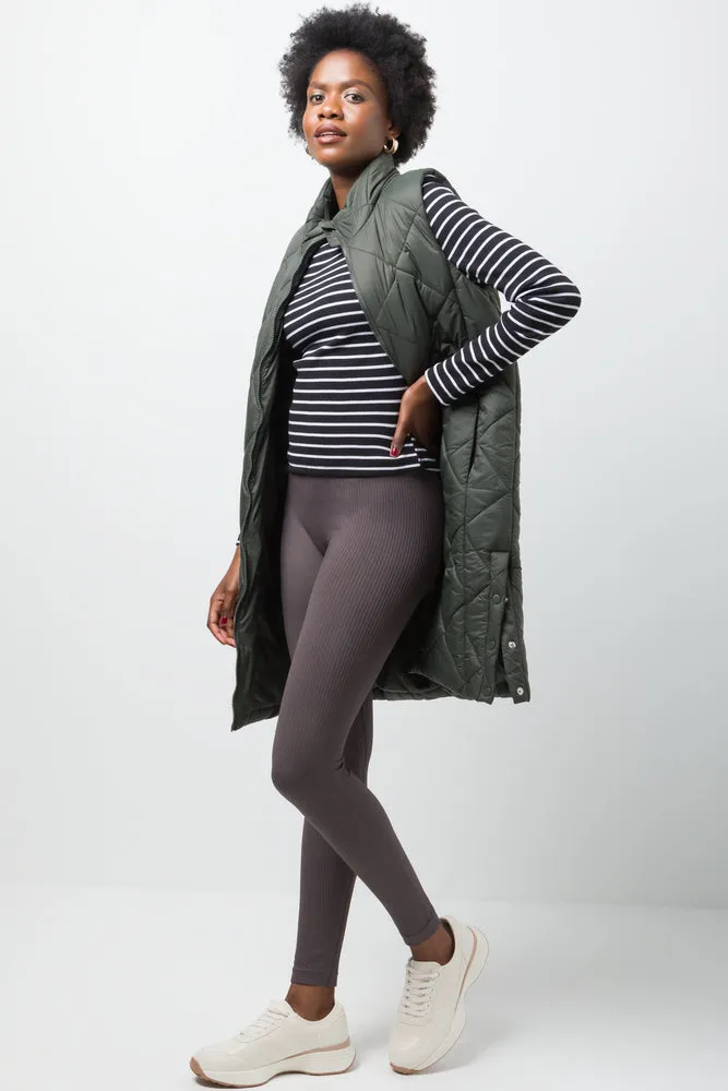 Rib Seamless Wide Waist Legging Dark Grey