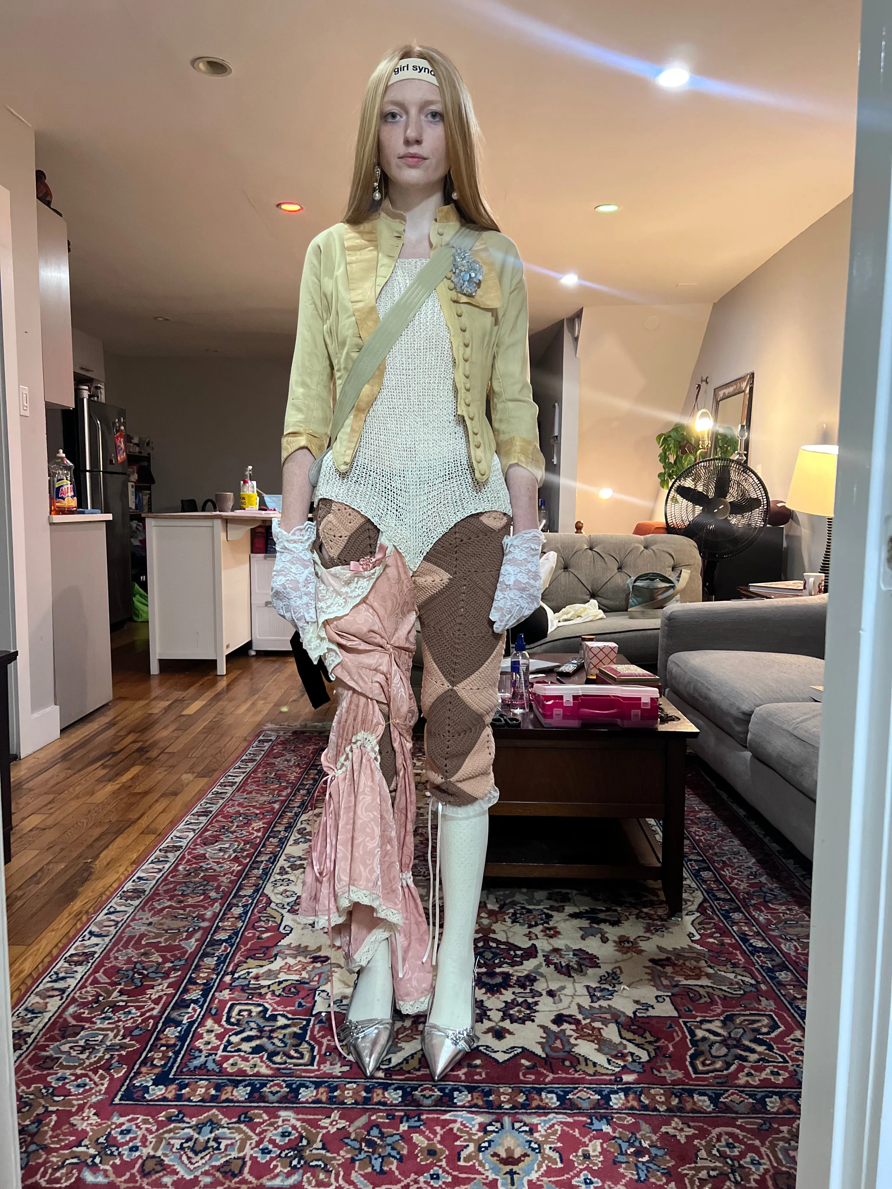 Silk Draped Crochet  Trousers