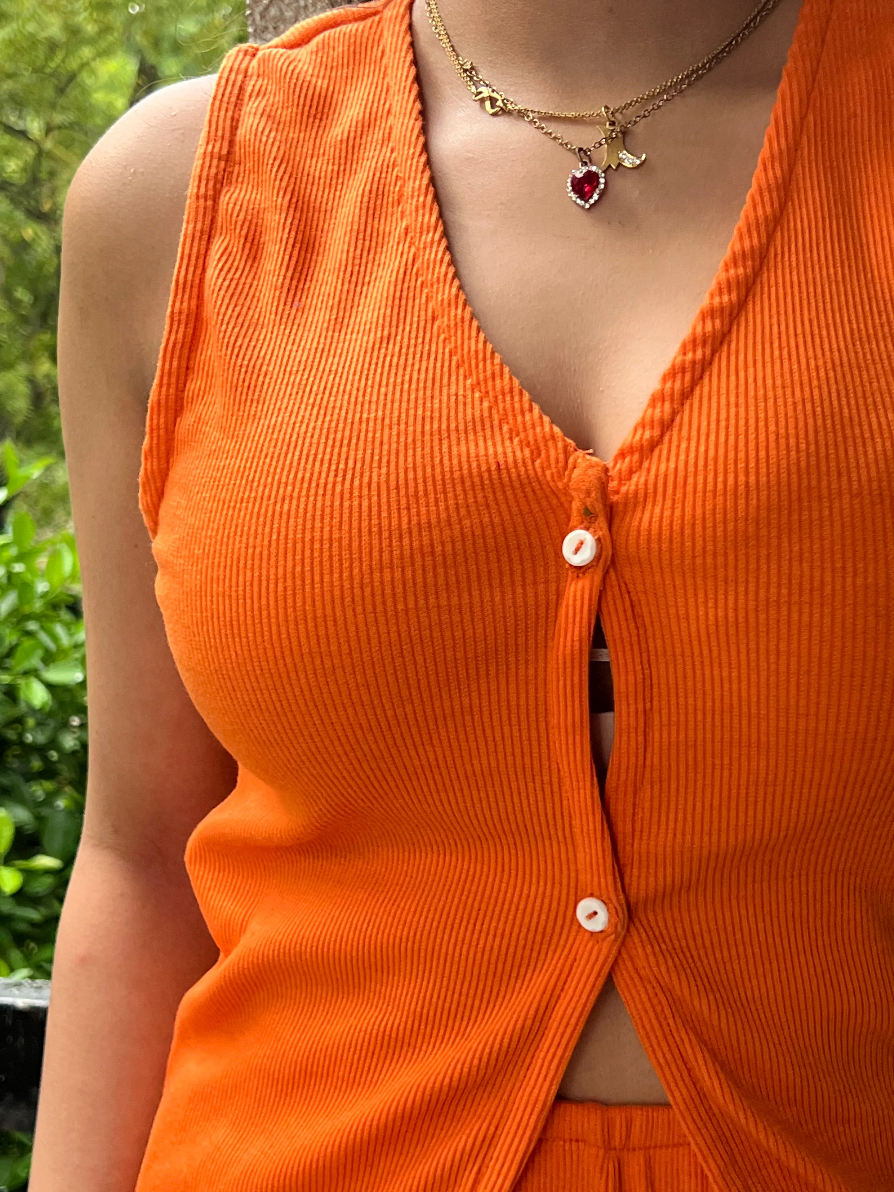 Sleeveless Orange Rib Co-ord
