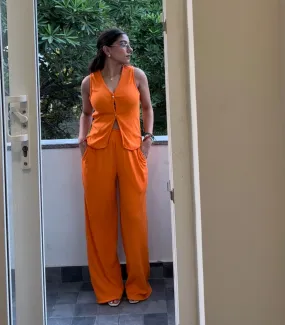 Sleeveless Orange Rib Co-ord