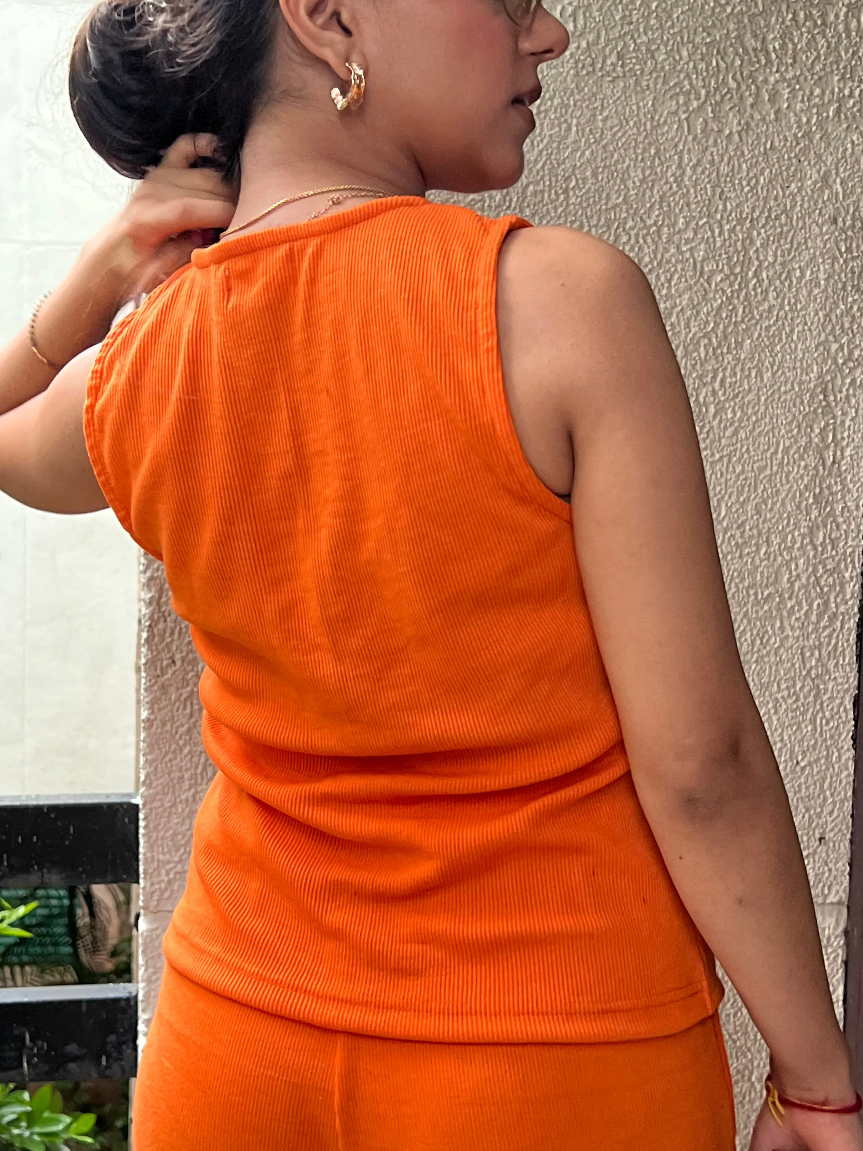 Sleeveless Orange Rib Co-ord