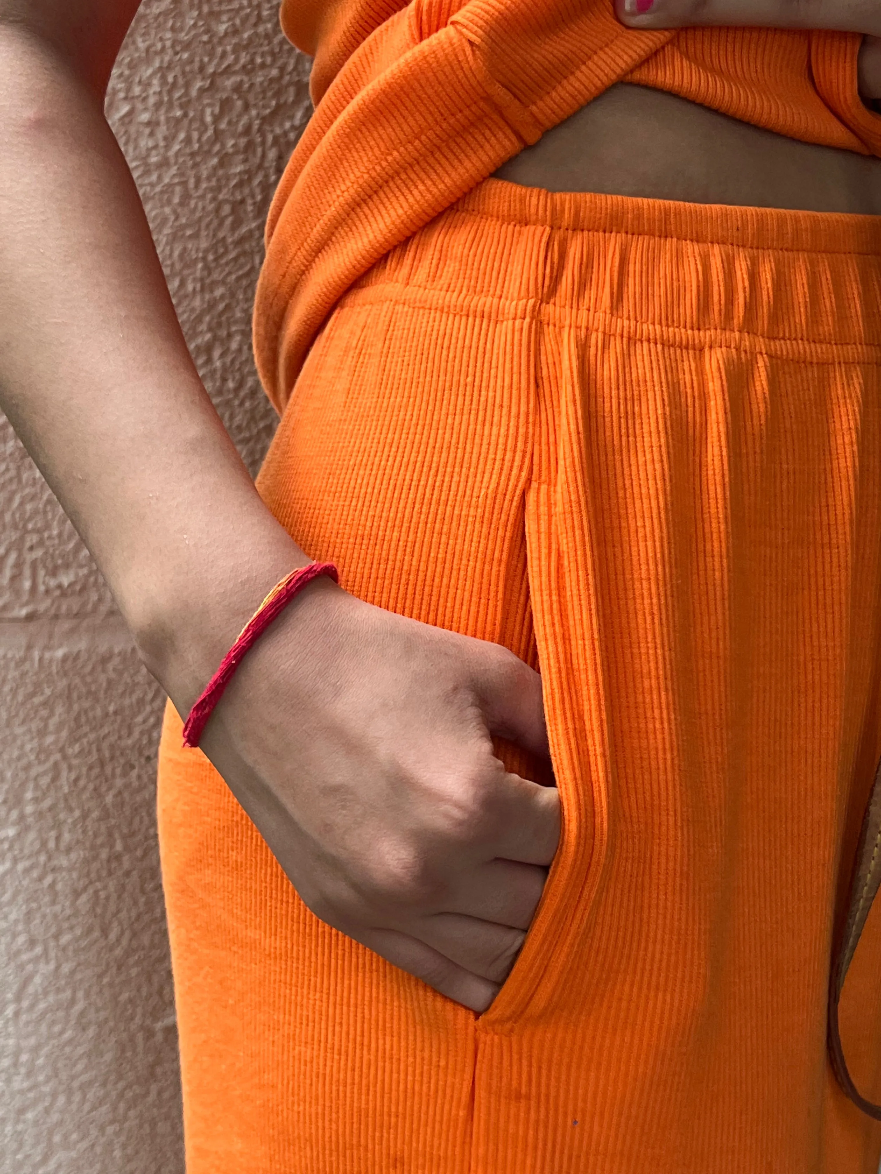 Sleeveless Orange Rib Co-ord
