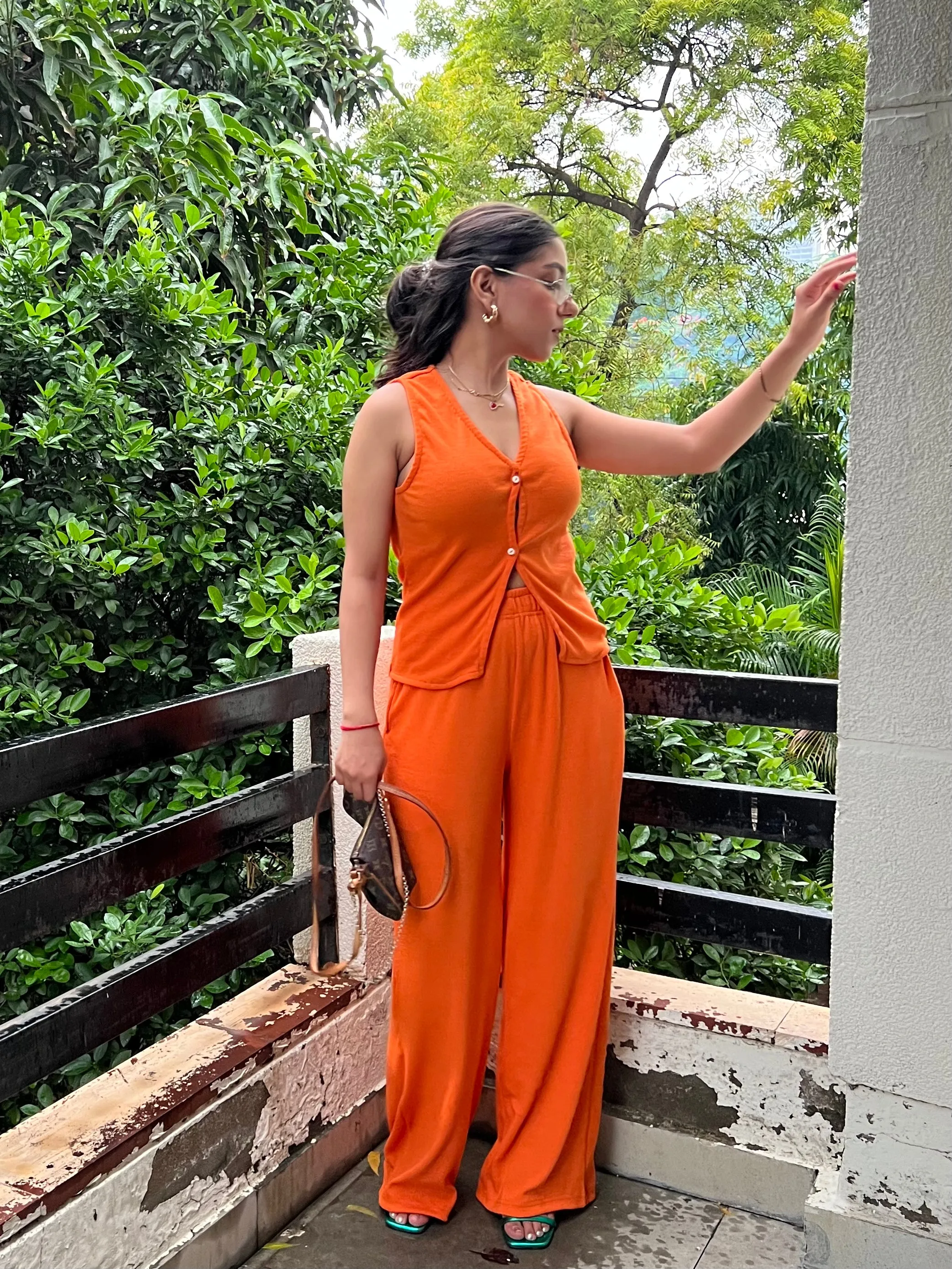 Sleeveless Orange Rib Co-ord