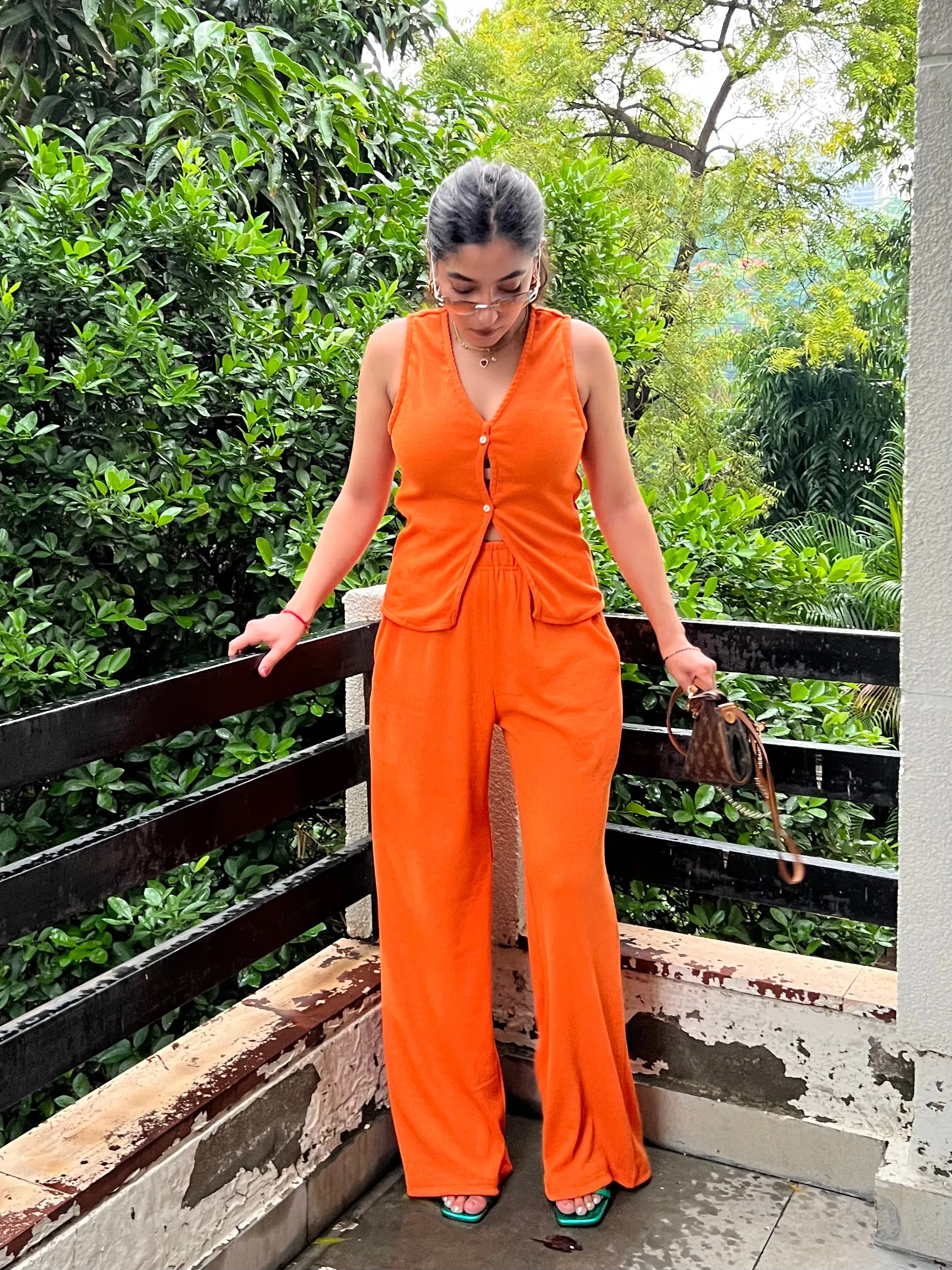 Sleeveless Orange Rib Co-ord