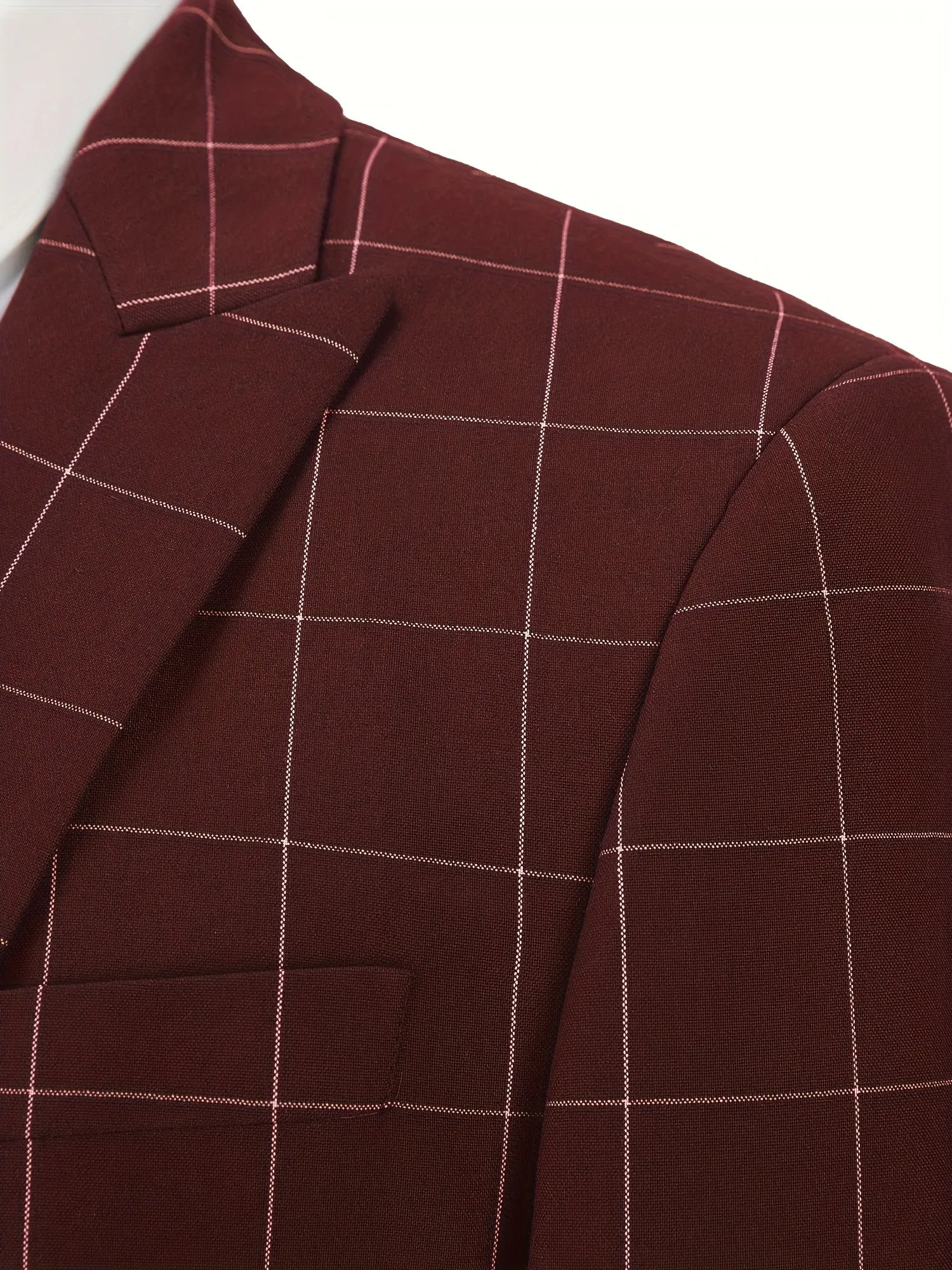 [Slim Fit Double Breasted Tuxedo] Mens Suit Plaid Tuxedos Business Suits Slim Fit Double Breasted