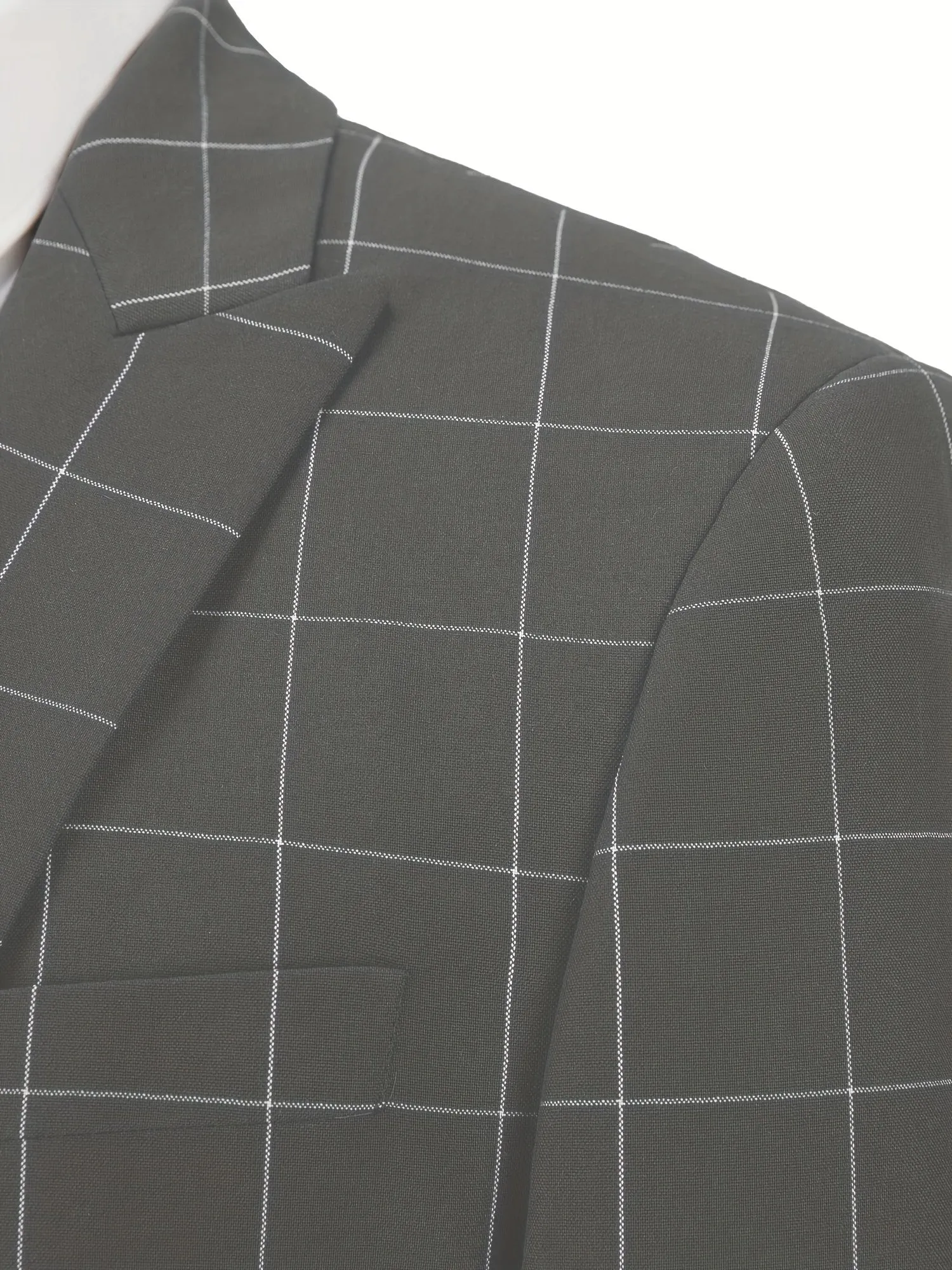 [Slim Fit Double Breasted Tuxedo] Mens Suit Plaid Tuxedos Business Suits Slim Fit Double Breasted
