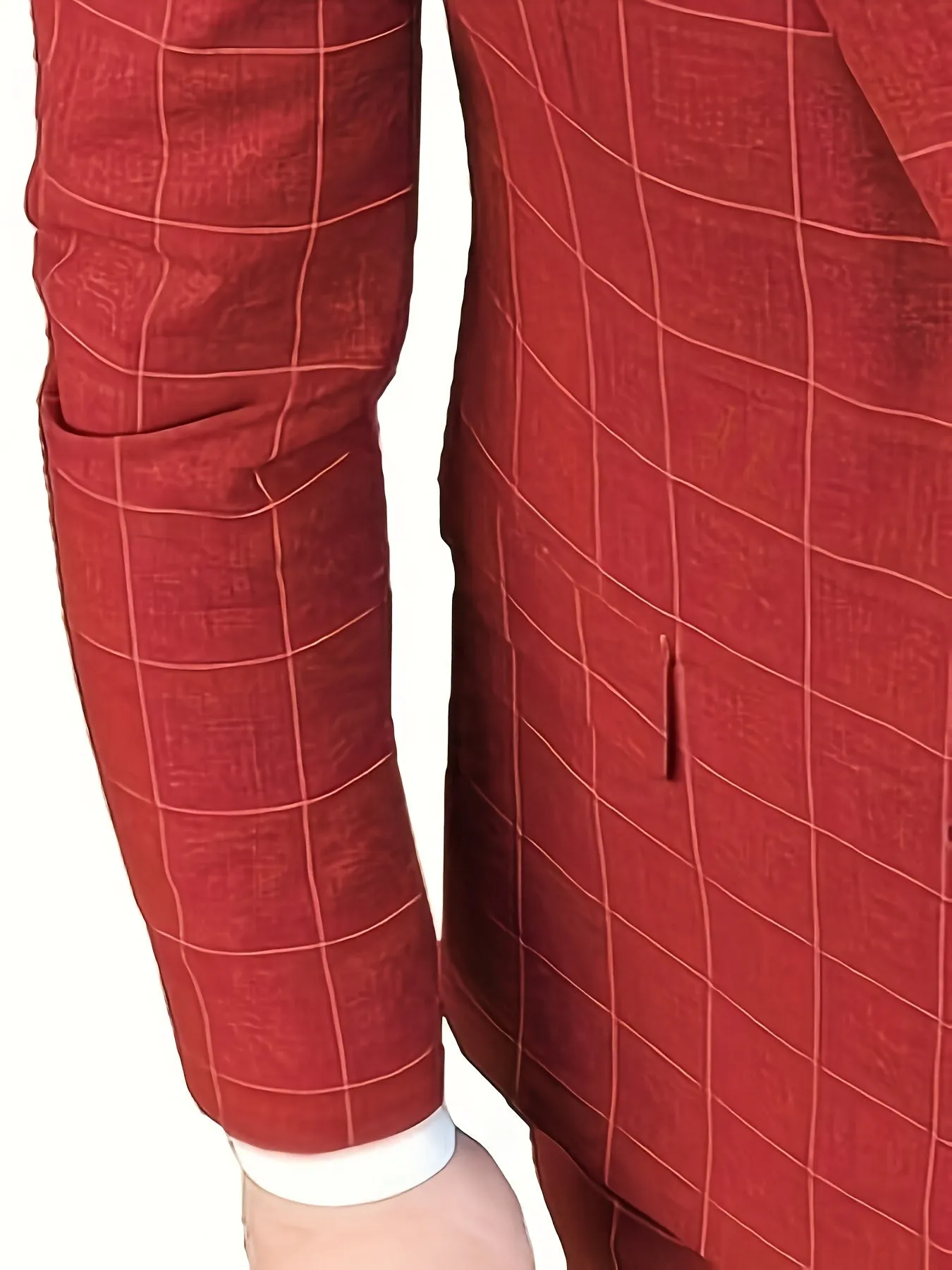 [Slim Fit Double Breasted Tuxedo] Mens Suit Plaid Tuxedos Business Suits Slim Fit Double Breasted