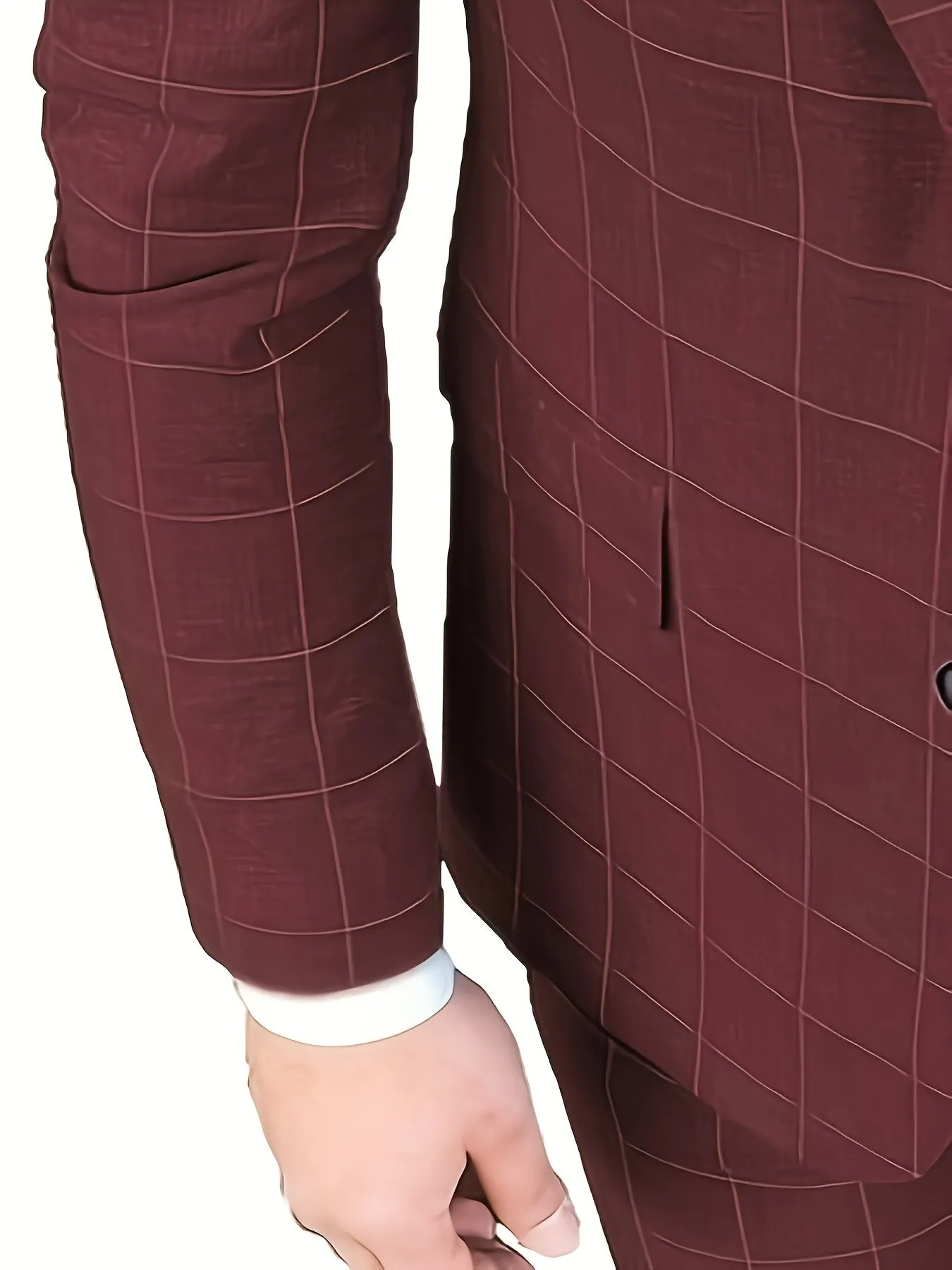 [Slim Fit Double Breasted Tuxedo] Mens Suit Plaid Tuxedos Business Suits Slim Fit Double Breasted