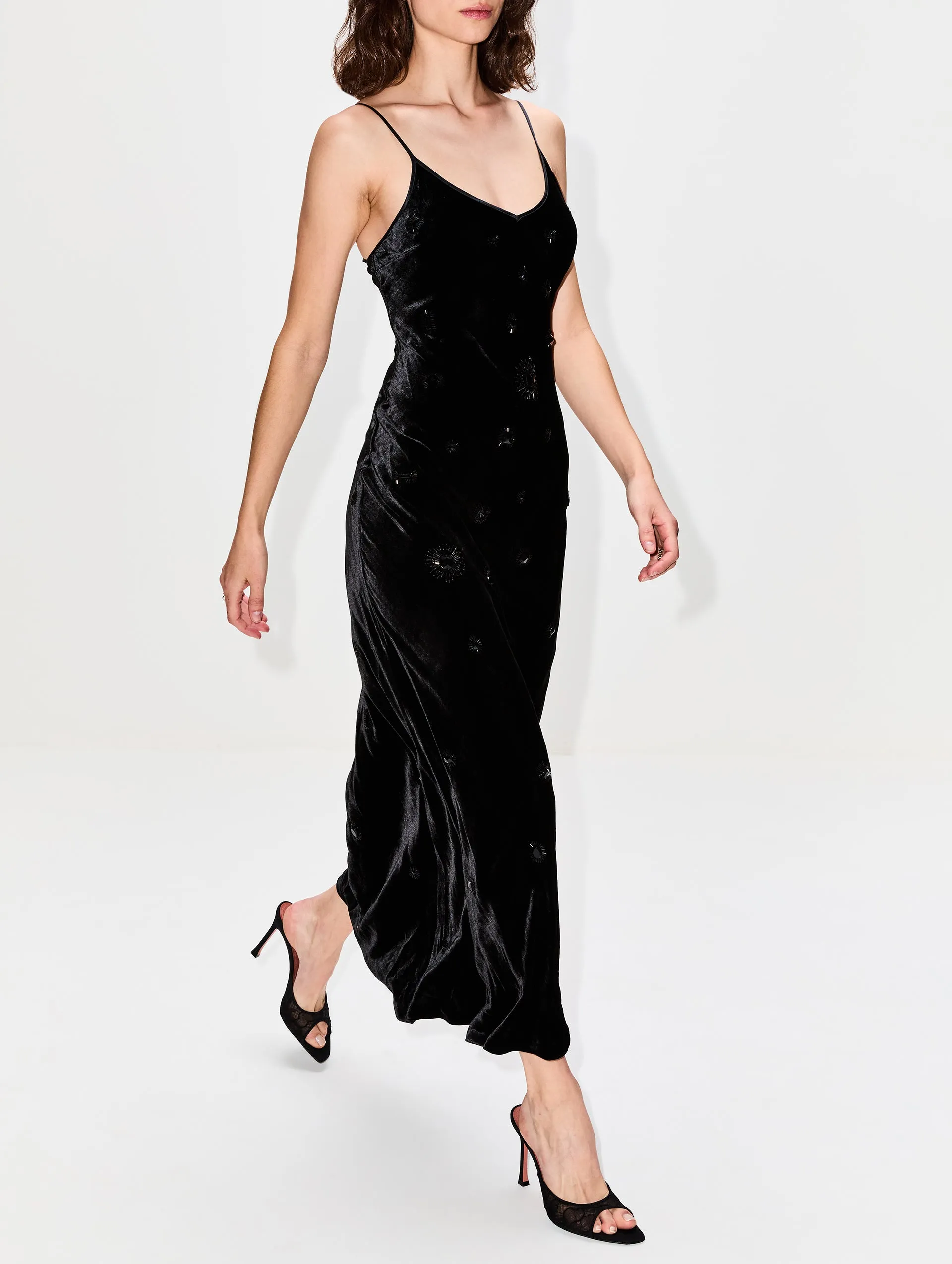 Spaghetti Velvet Slip Dress