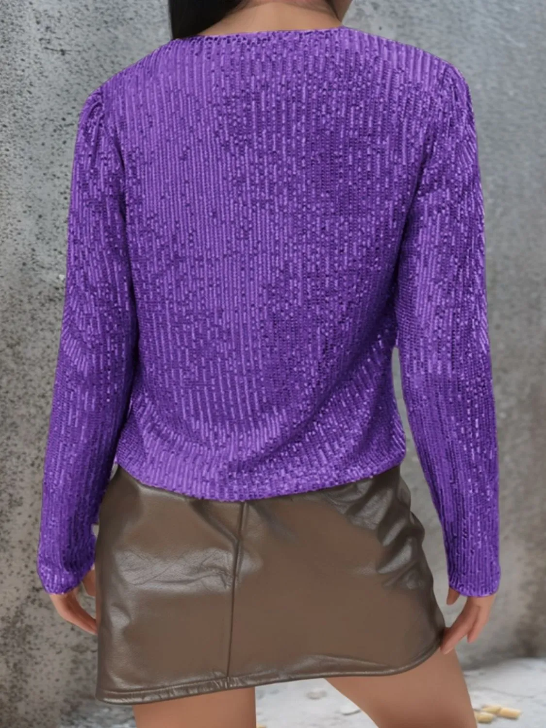 Sparkly Sequin Open Front Cropped Jacket