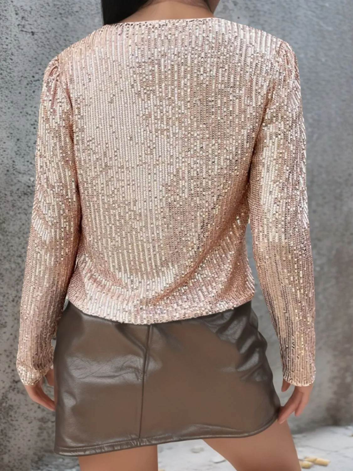 Sparkly Sequin Open Front Cropped Jacket
