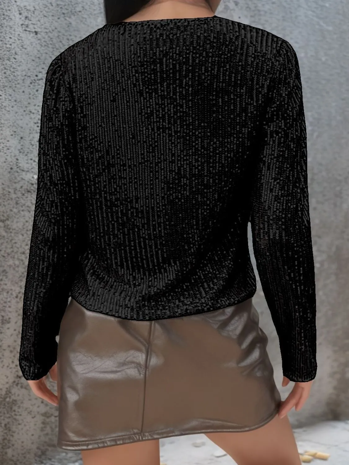 Sparkly Sequin Open Front Cropped Jacket