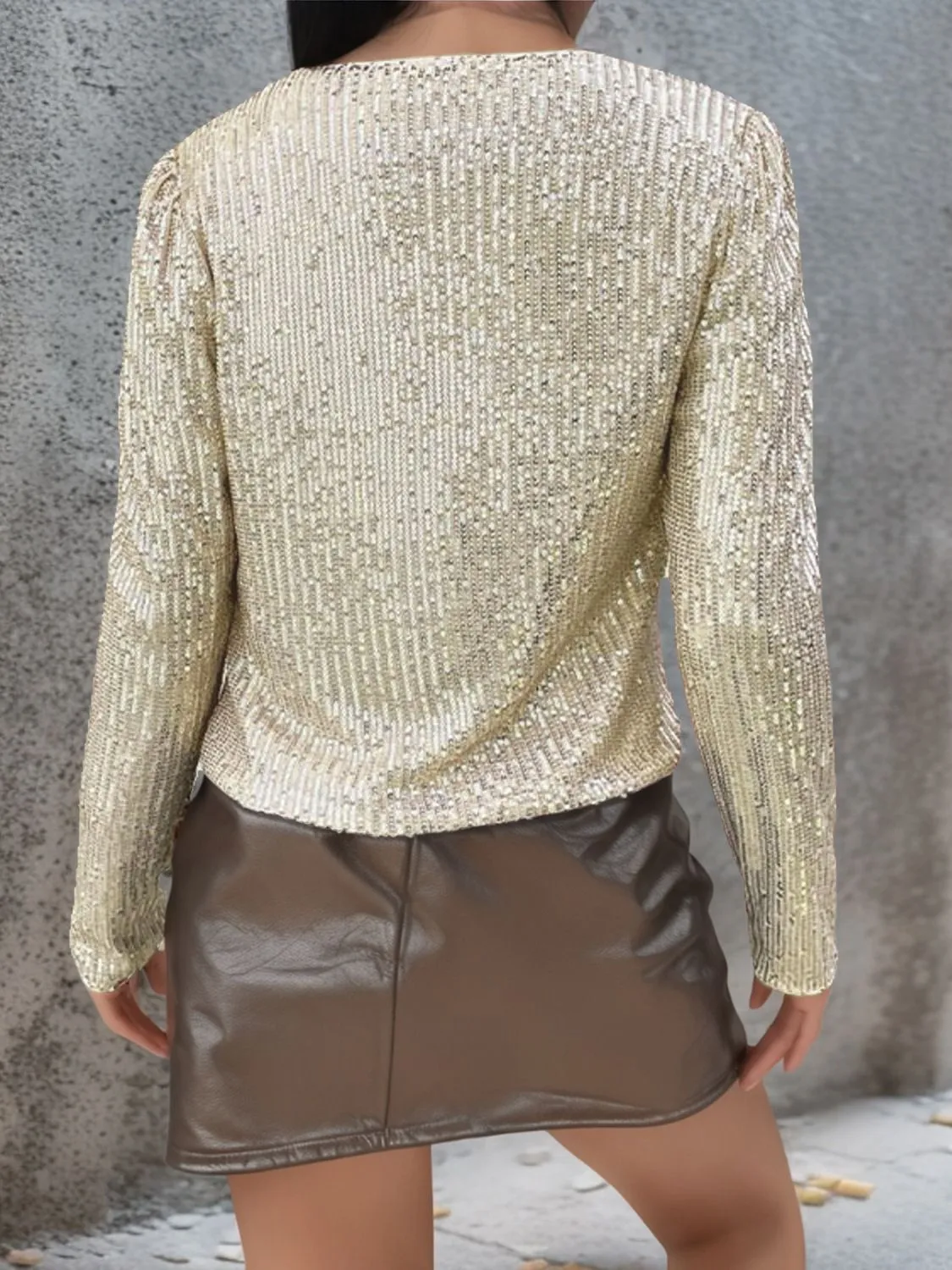 Sparkly Sequin Open Front Cropped Jacket